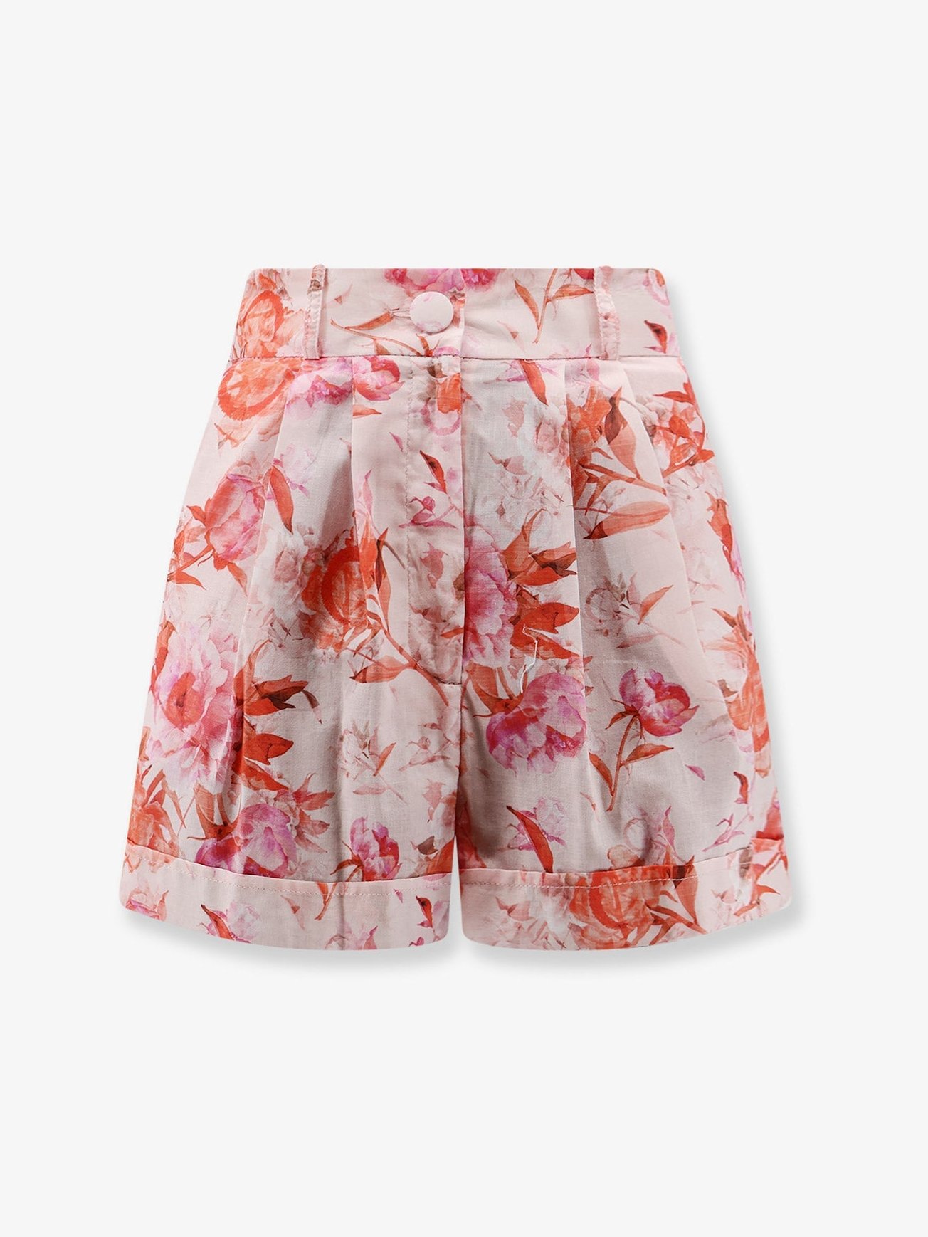 Actualee Floral-Printed Cotton Shorts — Pink by Actualee