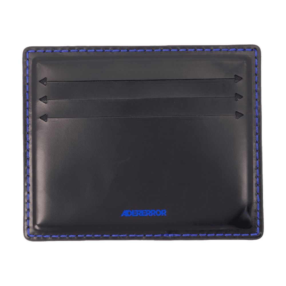 Ader Error Leather with Contrast Stitching Card Case — Black, view 2