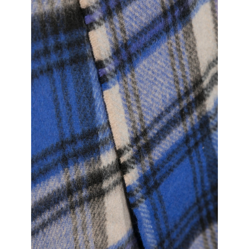 Ader Error Wool Check Scarf — Blue, view 2