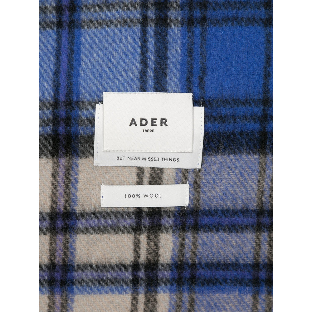 Ader Error Wool Check Scarf — Blue, view 3