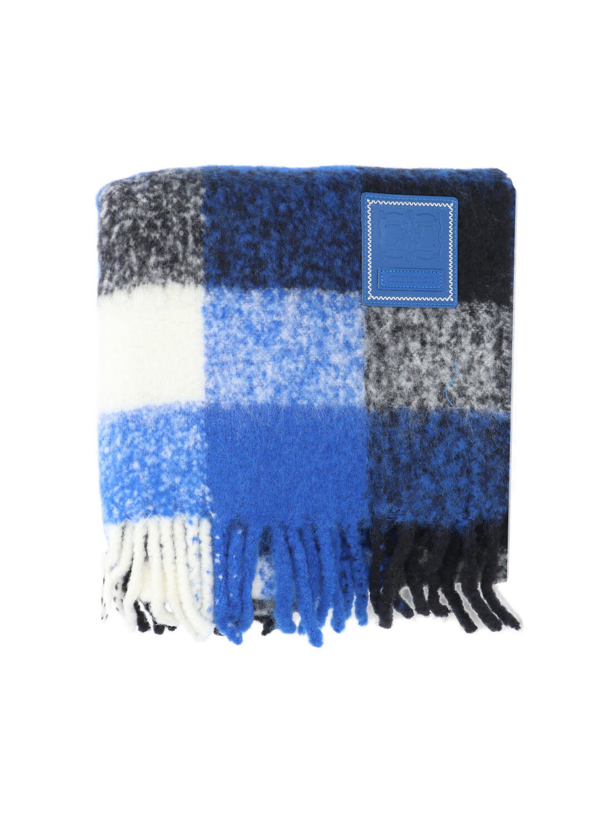 Ader Error Buffalo Check Wool Scarf — Blue, view 2