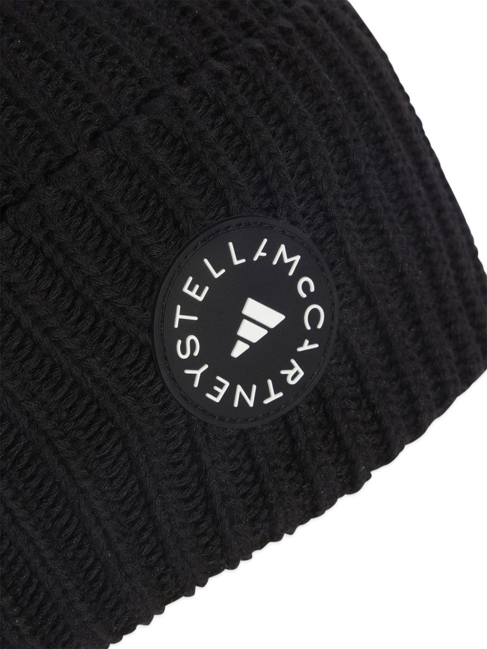 Adidas By Stella McCartney Ribbed Knit Logo Beanie — Black, view 3