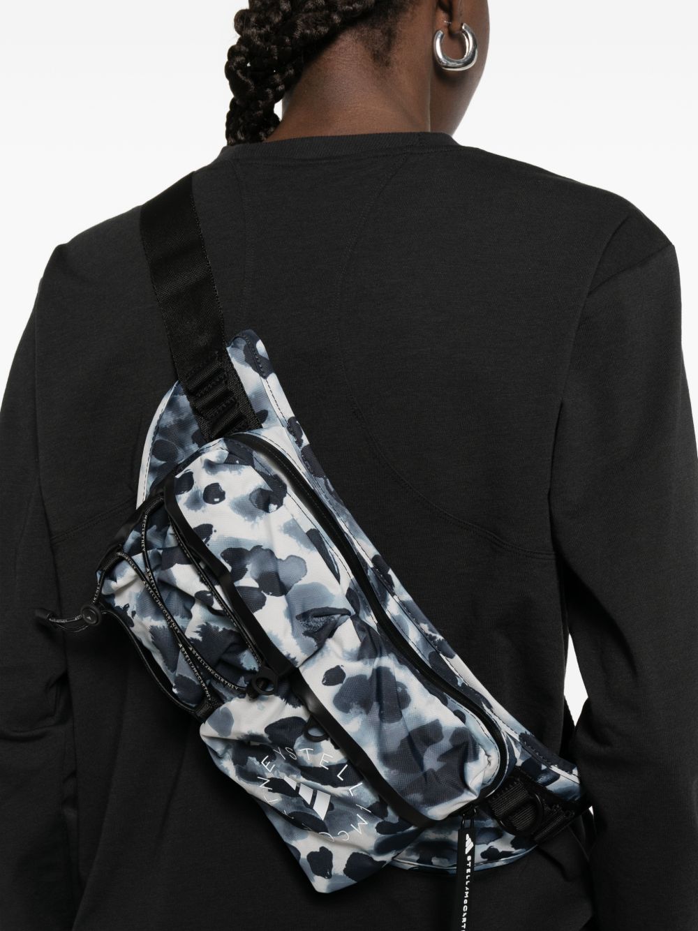 Adidas By Stella McCartney Logo Graphic Print Belt Bag — black, view 3