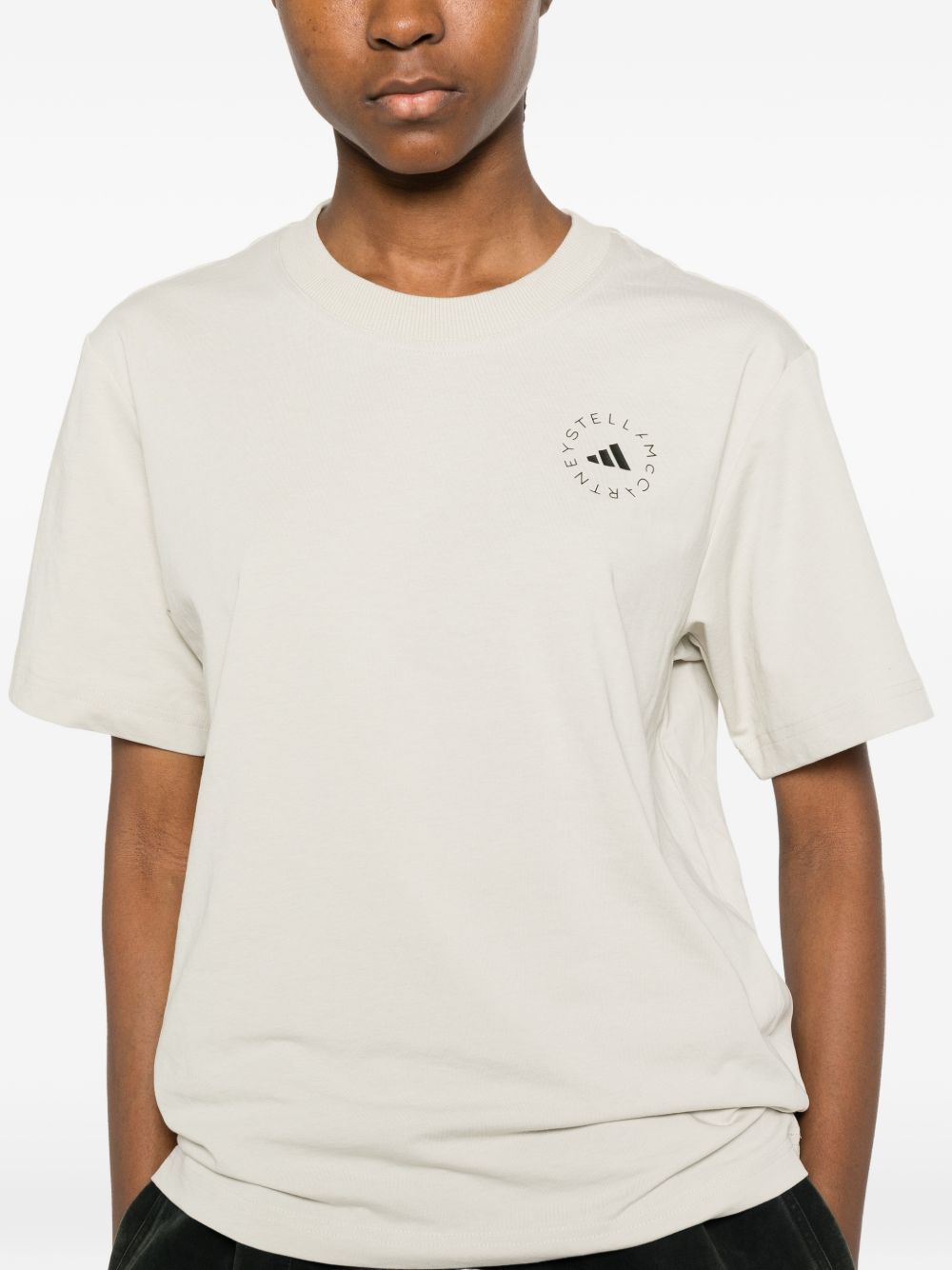 Adidas By Stella McCartney Logo T-shirt — Beige, view 3