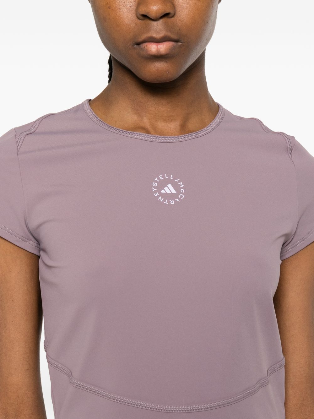 Adidas By Stella McCartney Logo-Embroidered T-shirt — Lilac, view 4