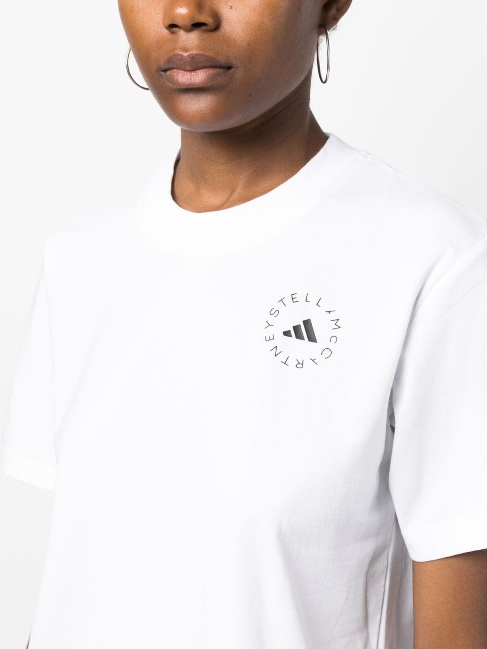 Adidas By Stella McCartney Logo-Print Jersey T-shirt — White, view 4