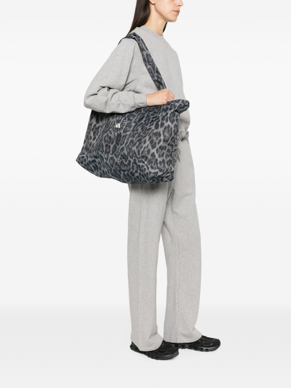 Adidas By Stella McCartney Leopard-Print Tote Bag — Grey, view 3