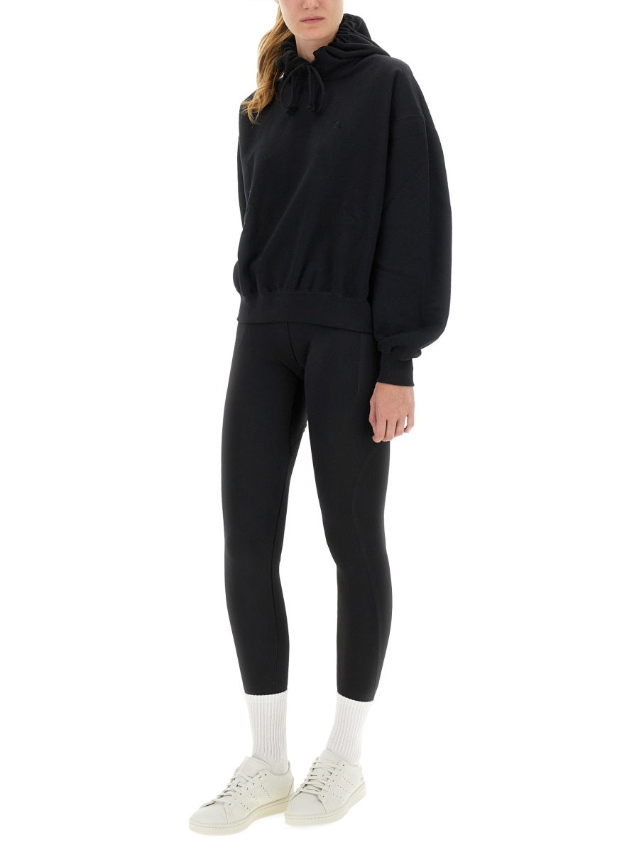 Adidas Logo-Print Cotton Hoodie — Black, view 4