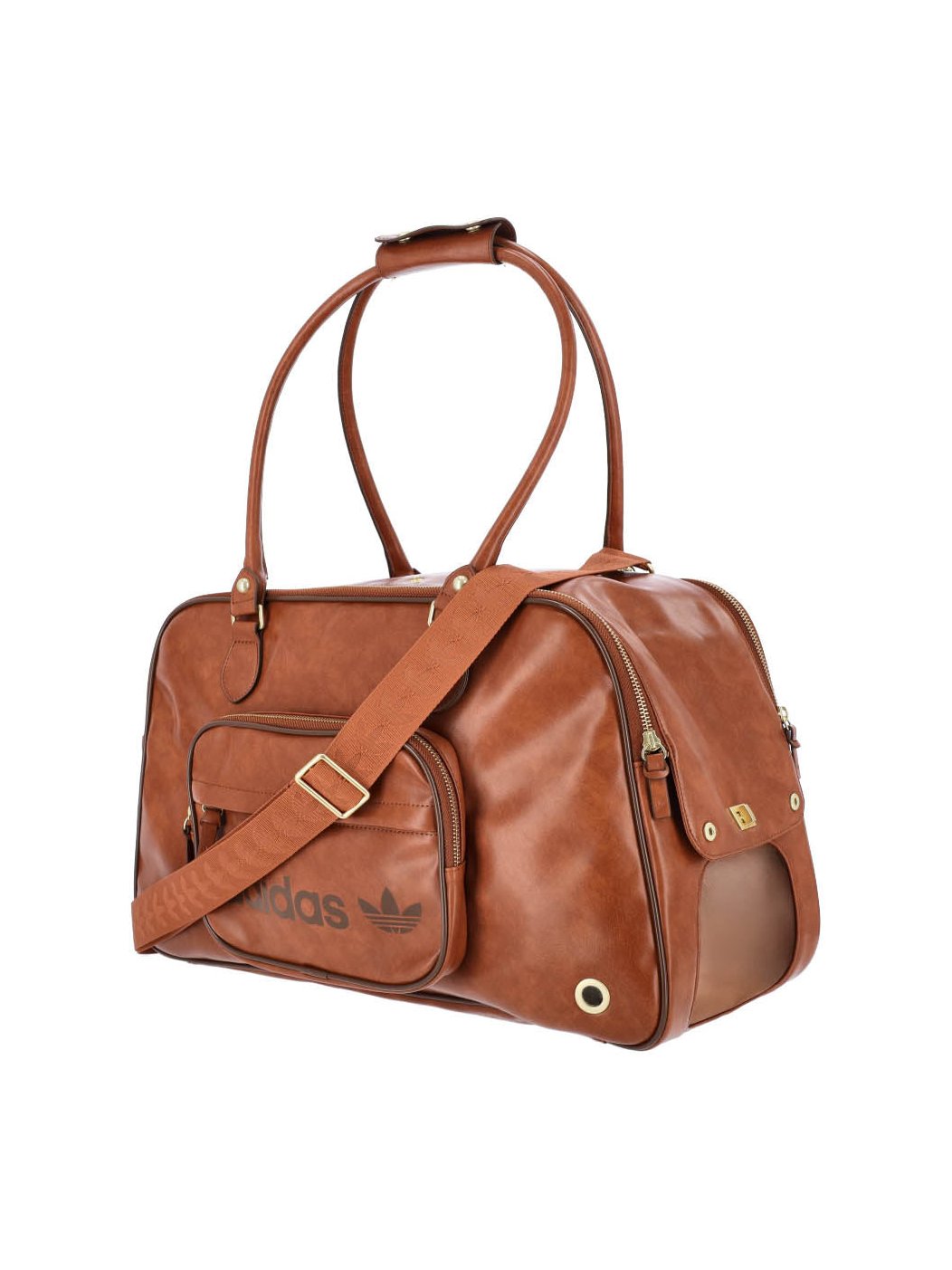 Adidas Logo-Embossed Leather Shoulder Bag — Brown, view 2