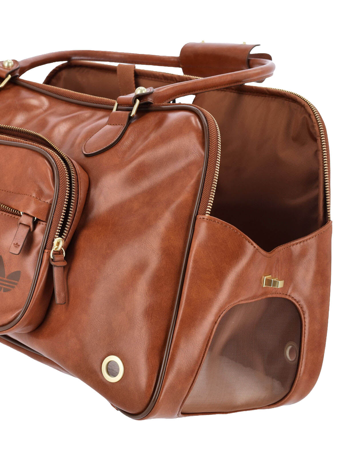 Adidas Logo-Embossed Leather Shoulder Bag — Brown, view 6