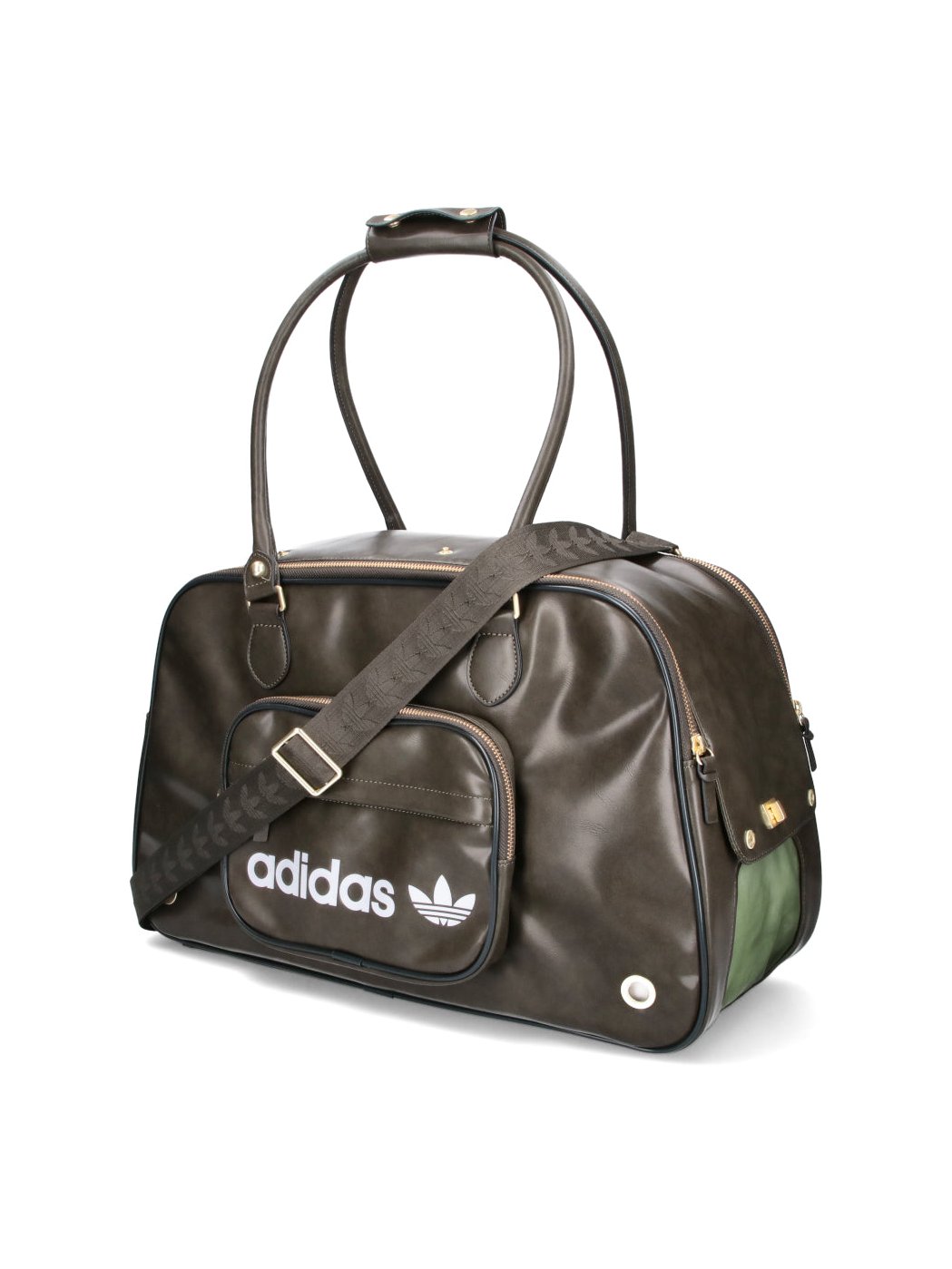 Adidas Logo-Print Polyurethane Shoulder Bag — Green, view 2