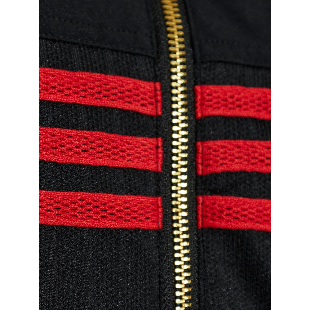 Adidas Striped Zip Sweatshirt — Black, view 3
