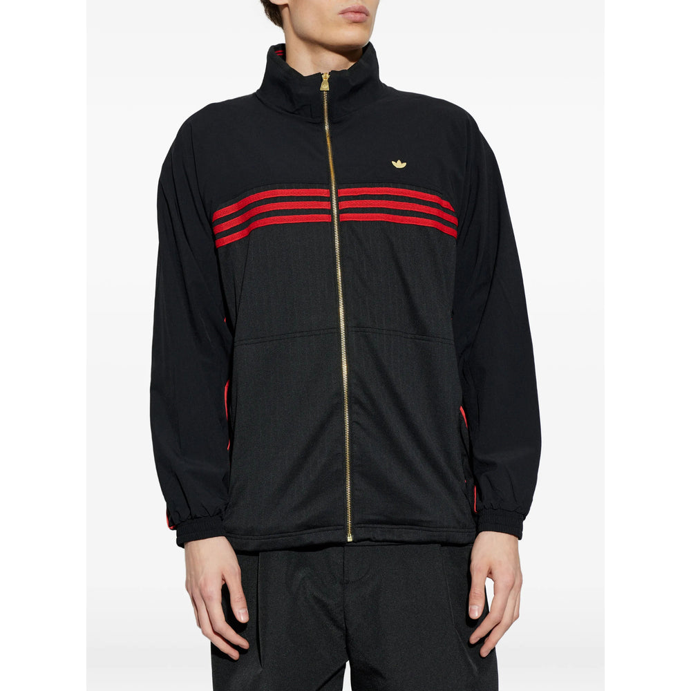 Adidas Striped Zip Sweatshirt — Black, view 5