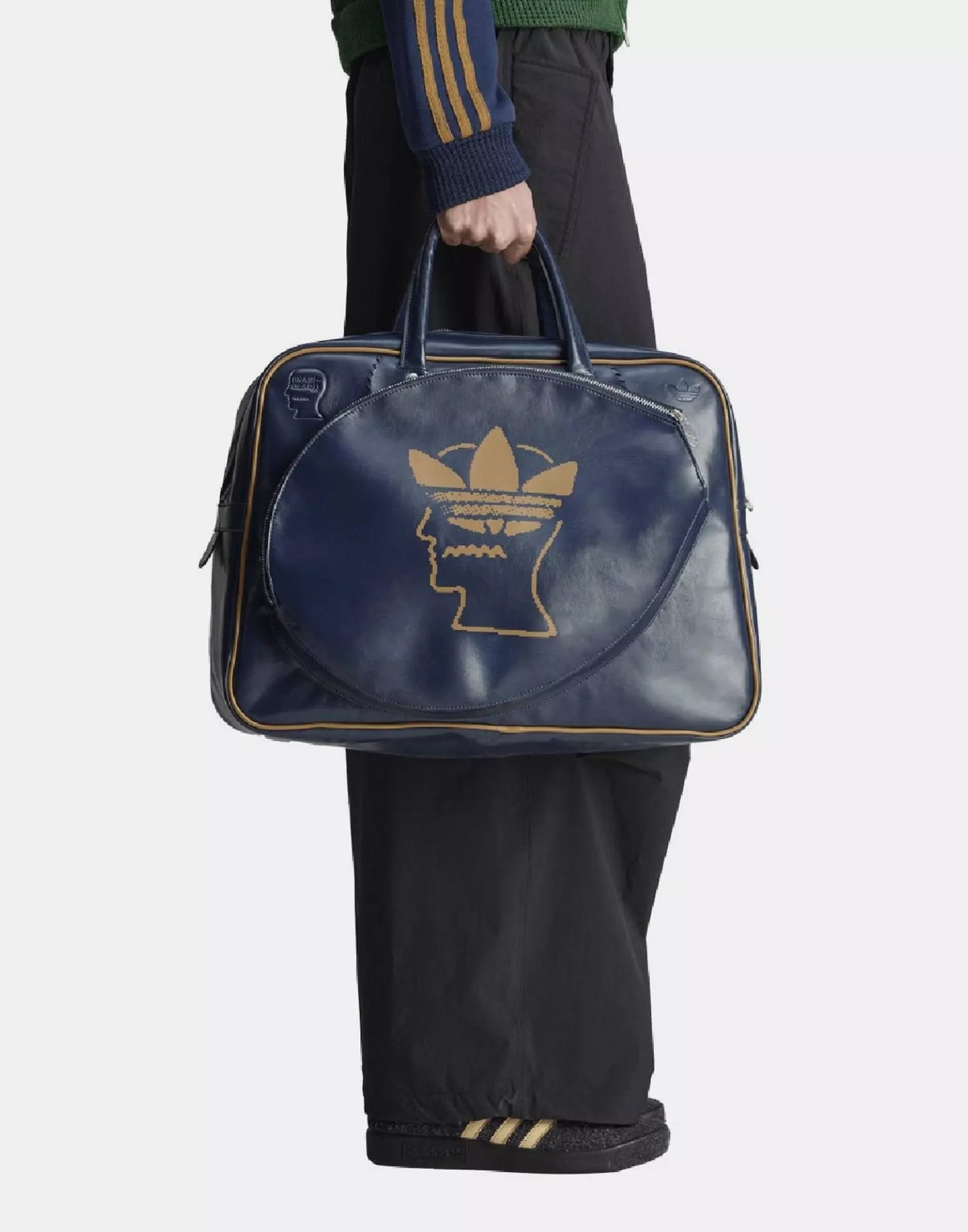 Adidas Logo-Print Holdall Top Handle Bag — Navy, view 5