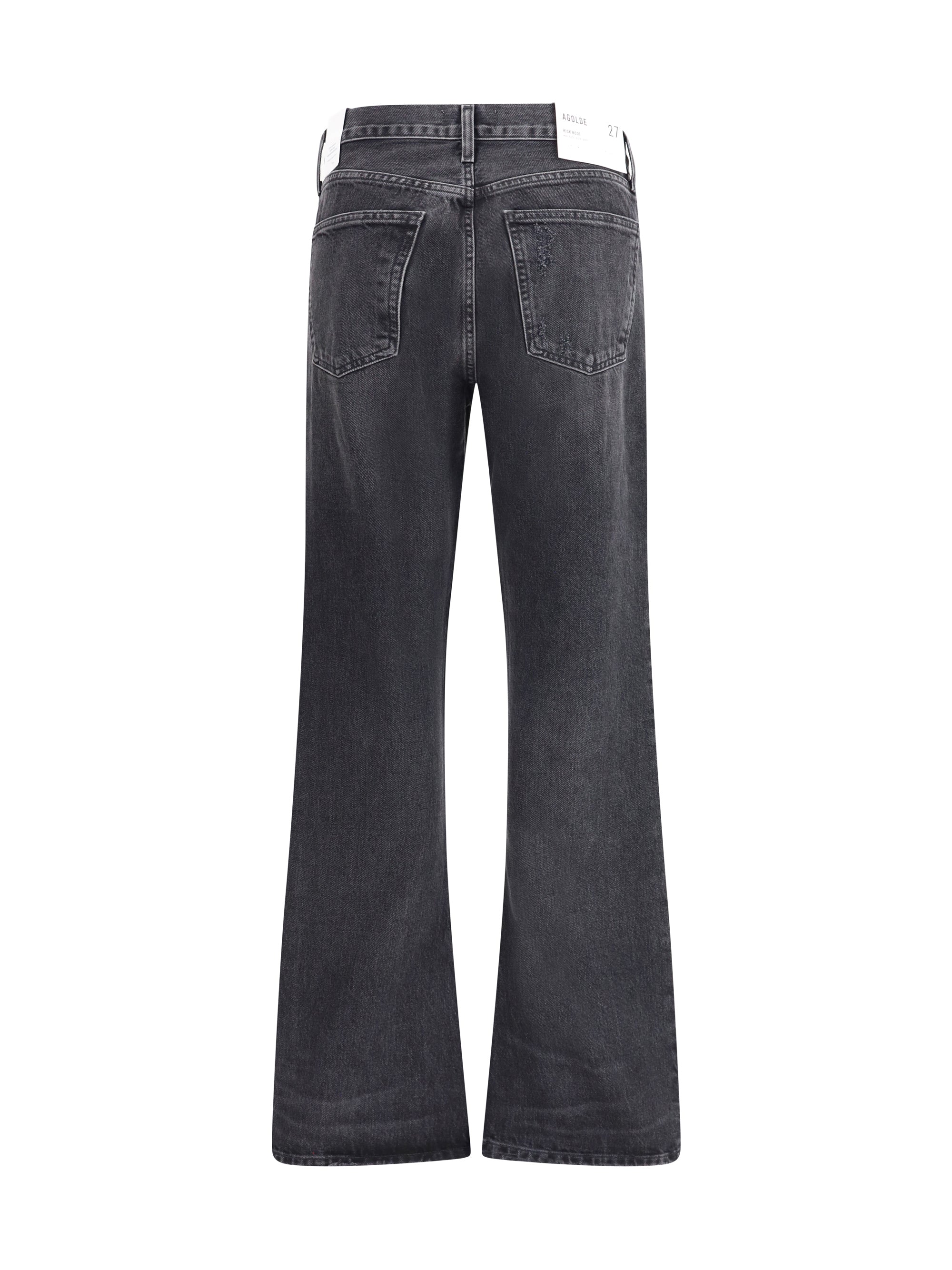 Agolde Mid-Rise Kick Boot Jeans — Black, view 2