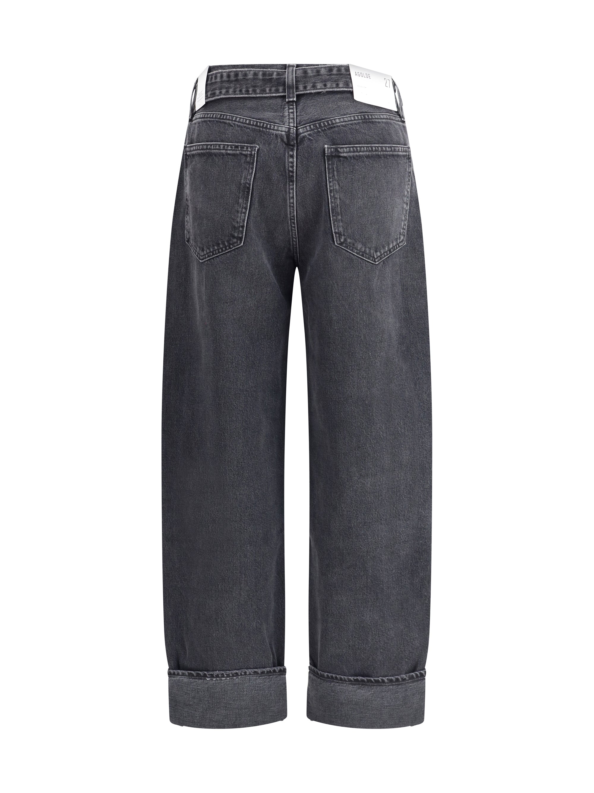 Agolde Wide-Tapered Cuffed Jeans — Black by Agolde