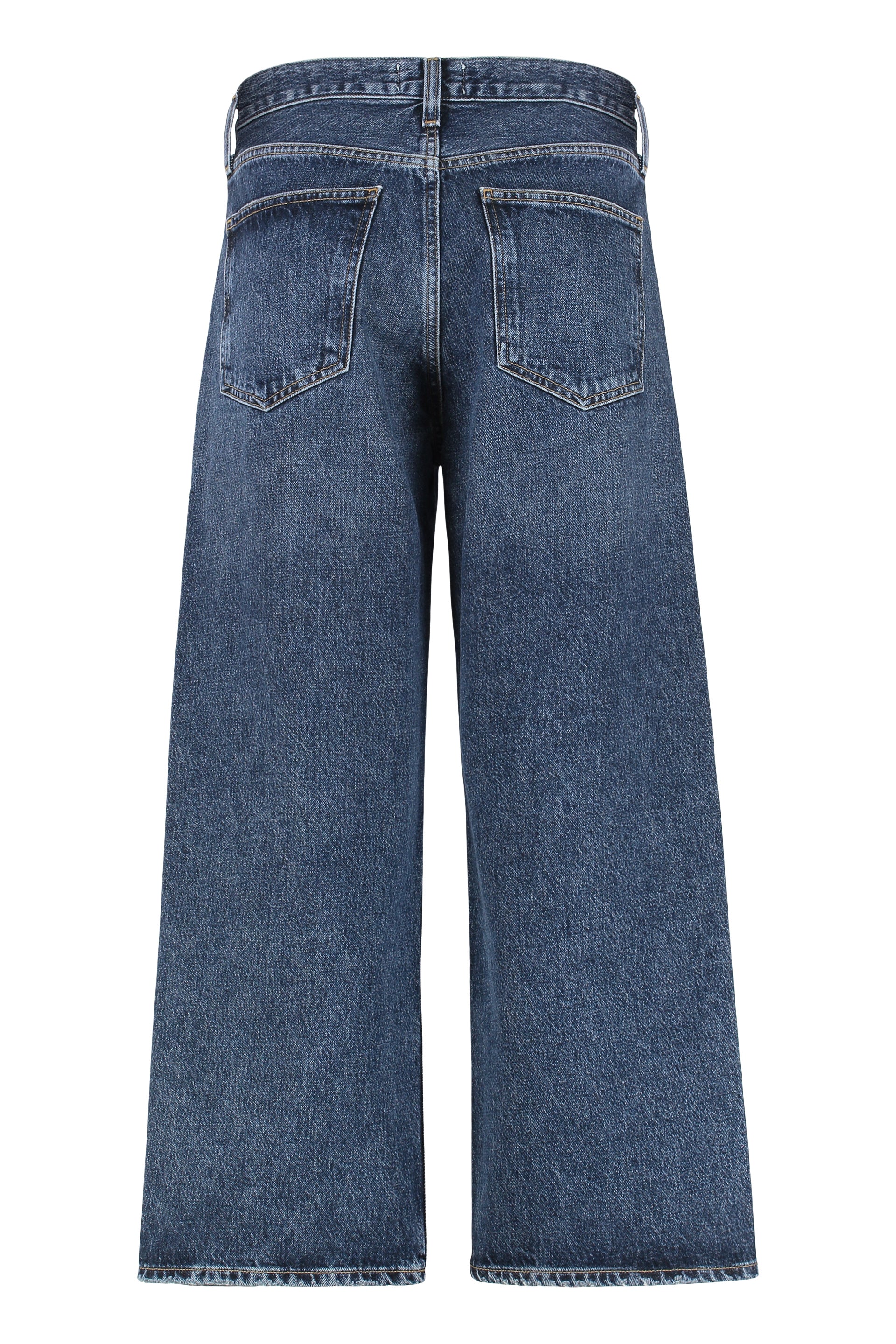 Agolde Logo-Engraved Cropped Jeans — Blue, view 2