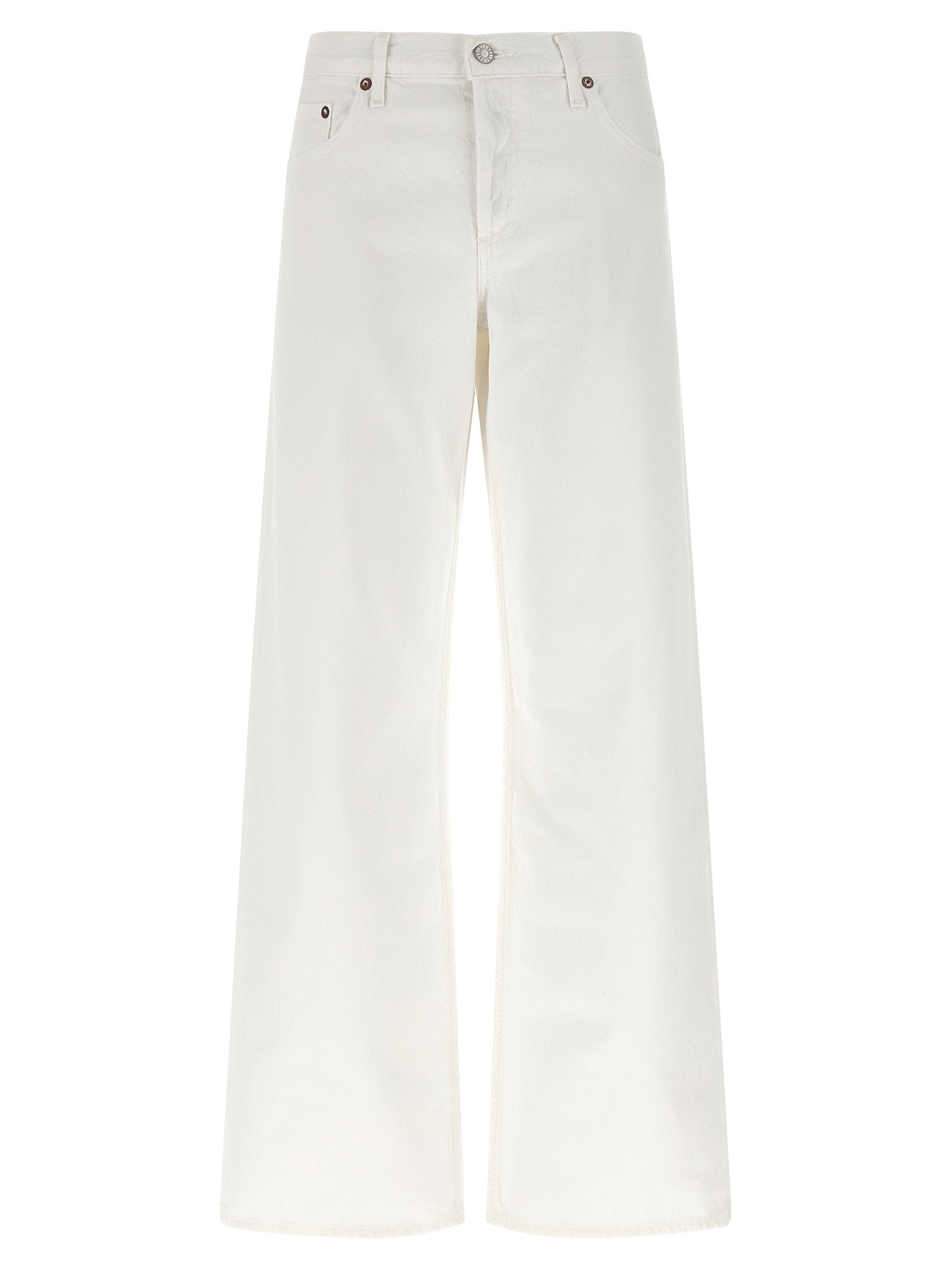 Agolde Low-Rise Loose Cotton Denim Jeans — White by Agolde