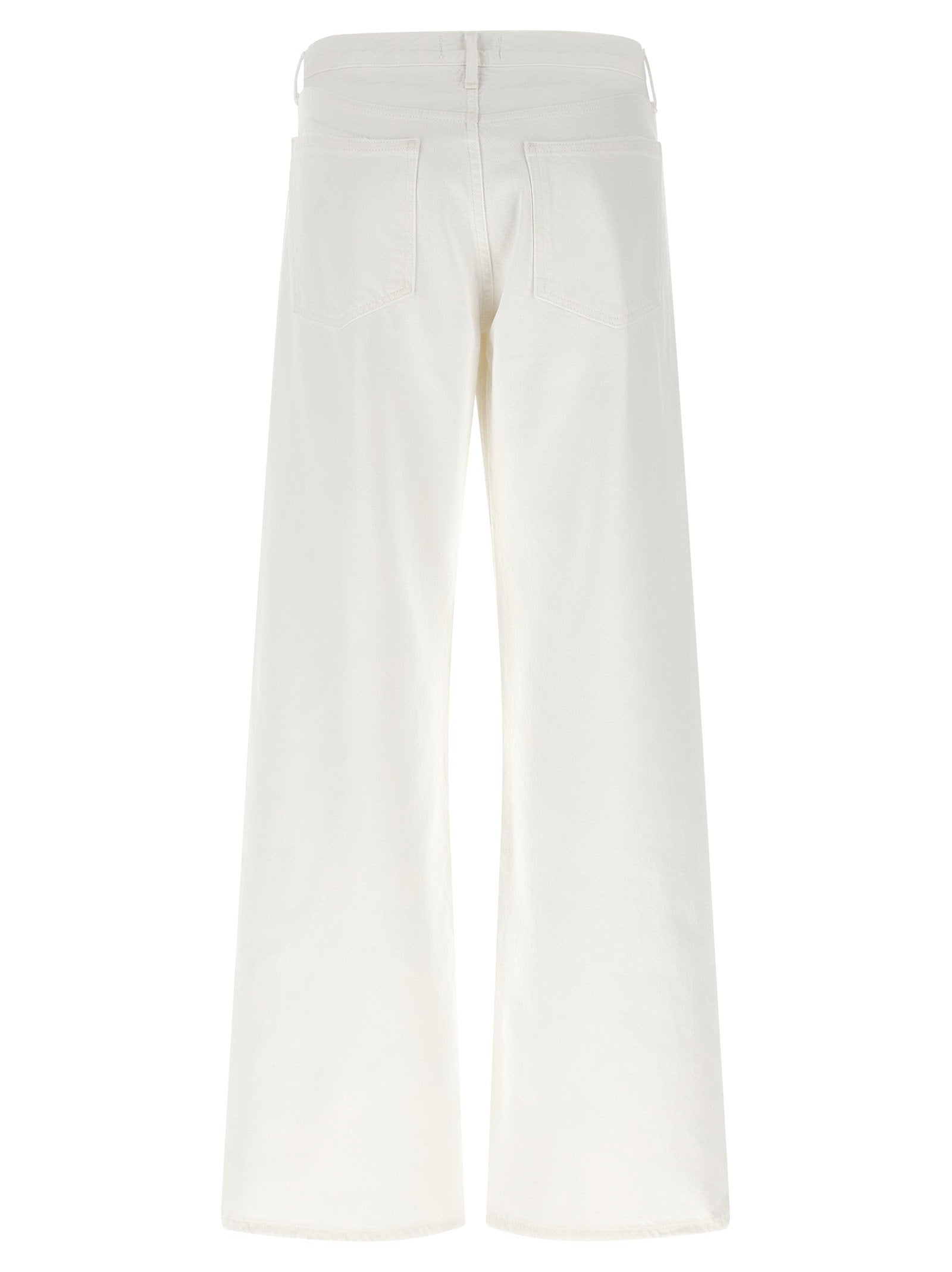 Agolde Low-Rise Loose Cotton Denim Jeans — White, view 2