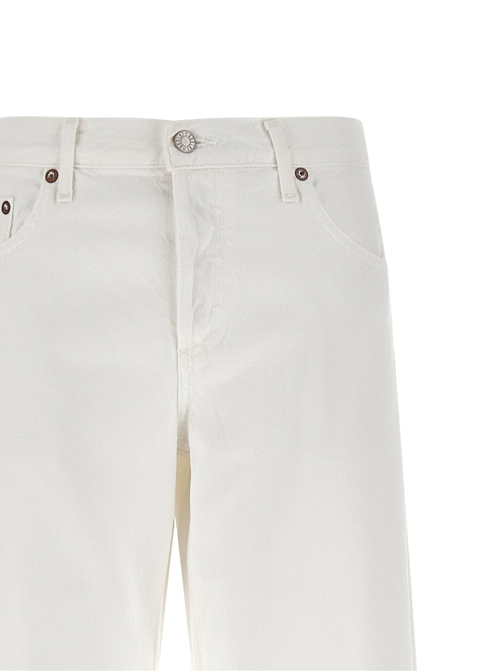 Agolde Low-Rise Loose Cotton Denim Jeans — White, view 3