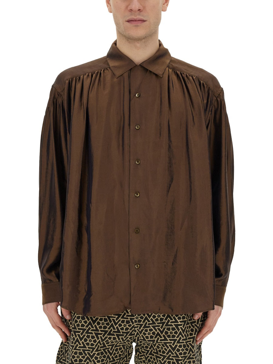 Aie Oversize Cotton-Lyocell Shirt — Brown by Aie
