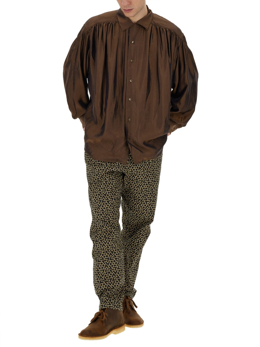 Aie Oversize Cotton-Lyocell Shirt — Brown, view 4