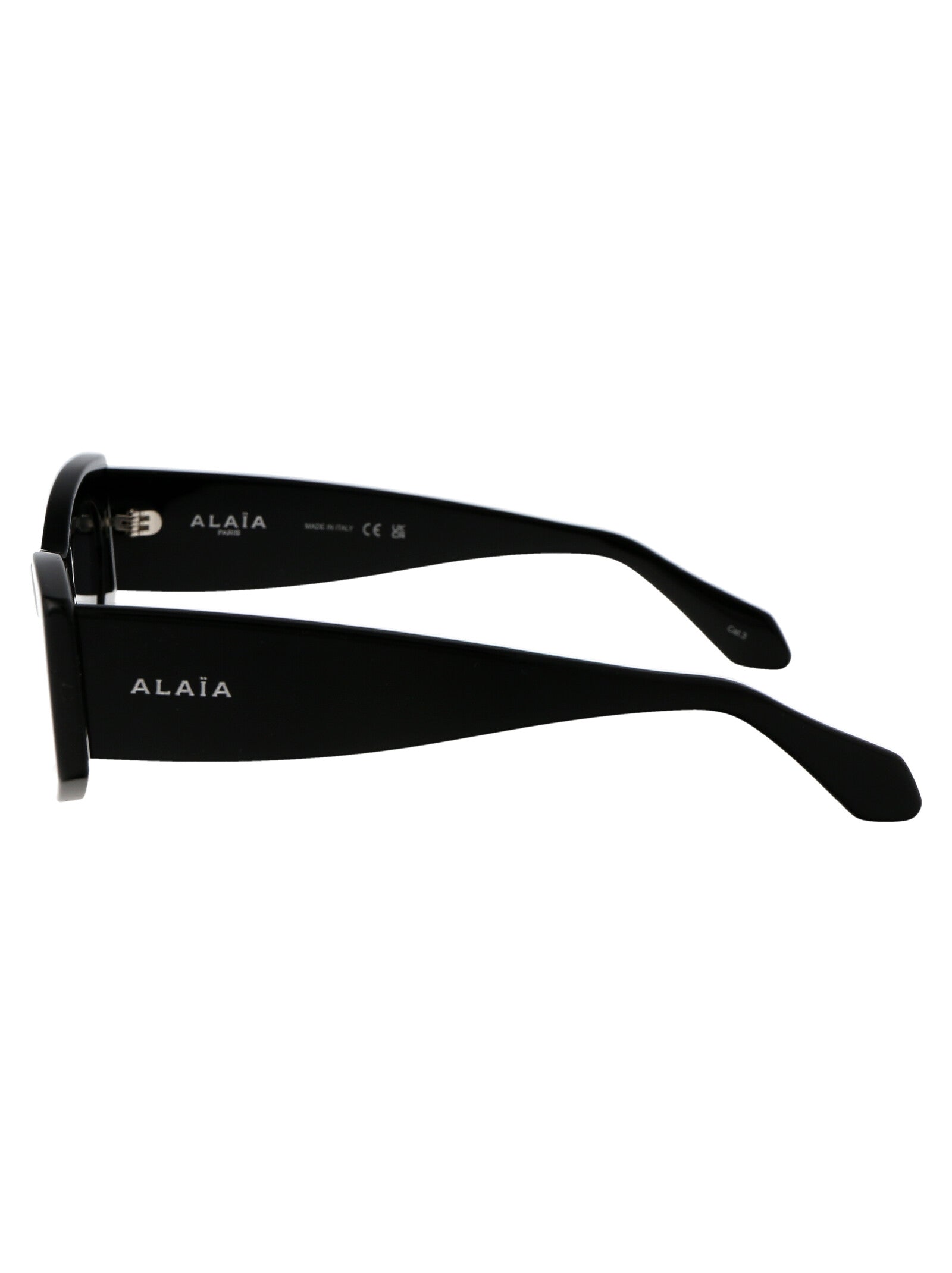 AlaïA AA0075S Sculptural Acetate Sunglasses — Black, view 3