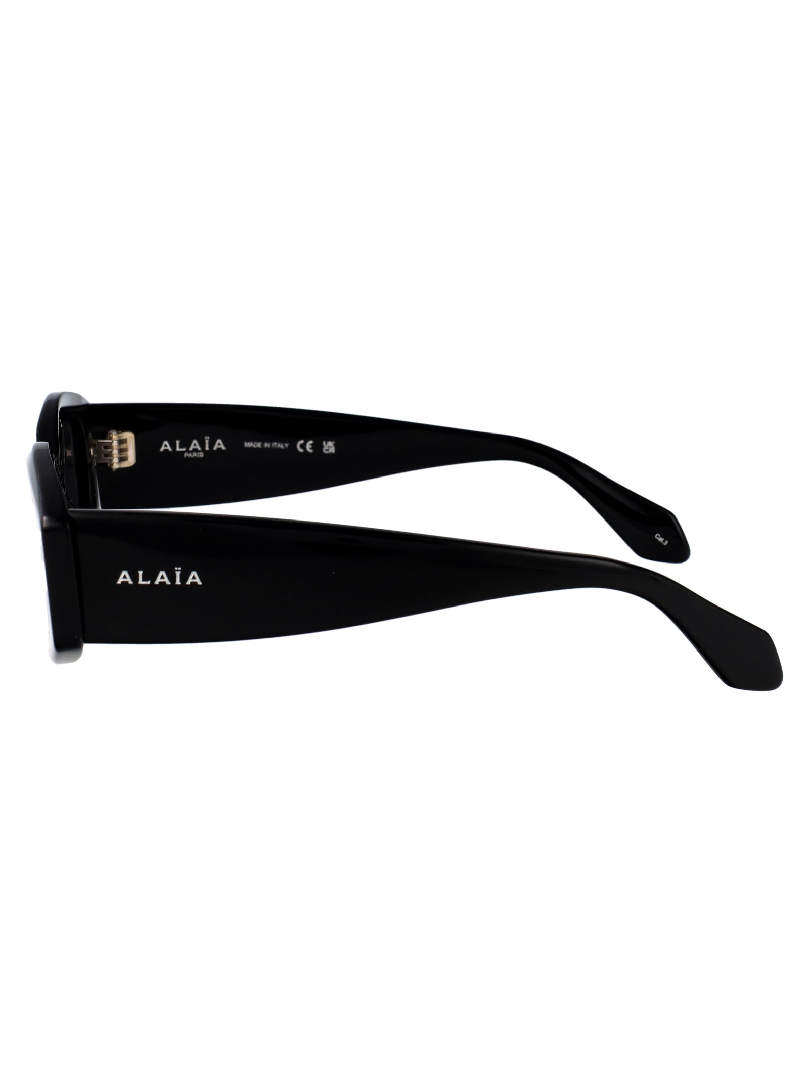 AlaïA AA0079S Sculptural Acetate Sunglasses — Black, view 3