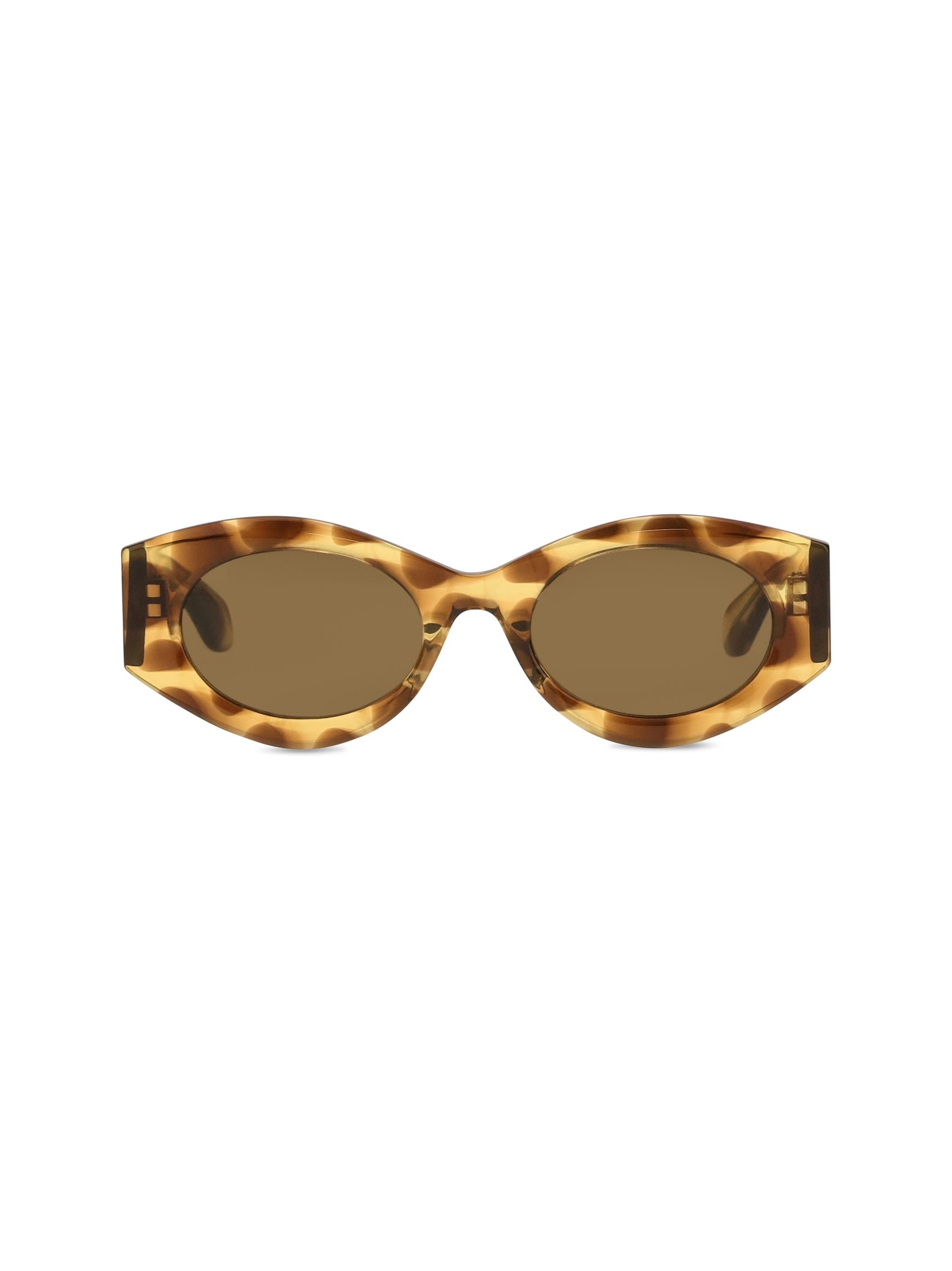 AlaïA AA0080S006 Oval Acetate Sunglasses — Brown, view 3