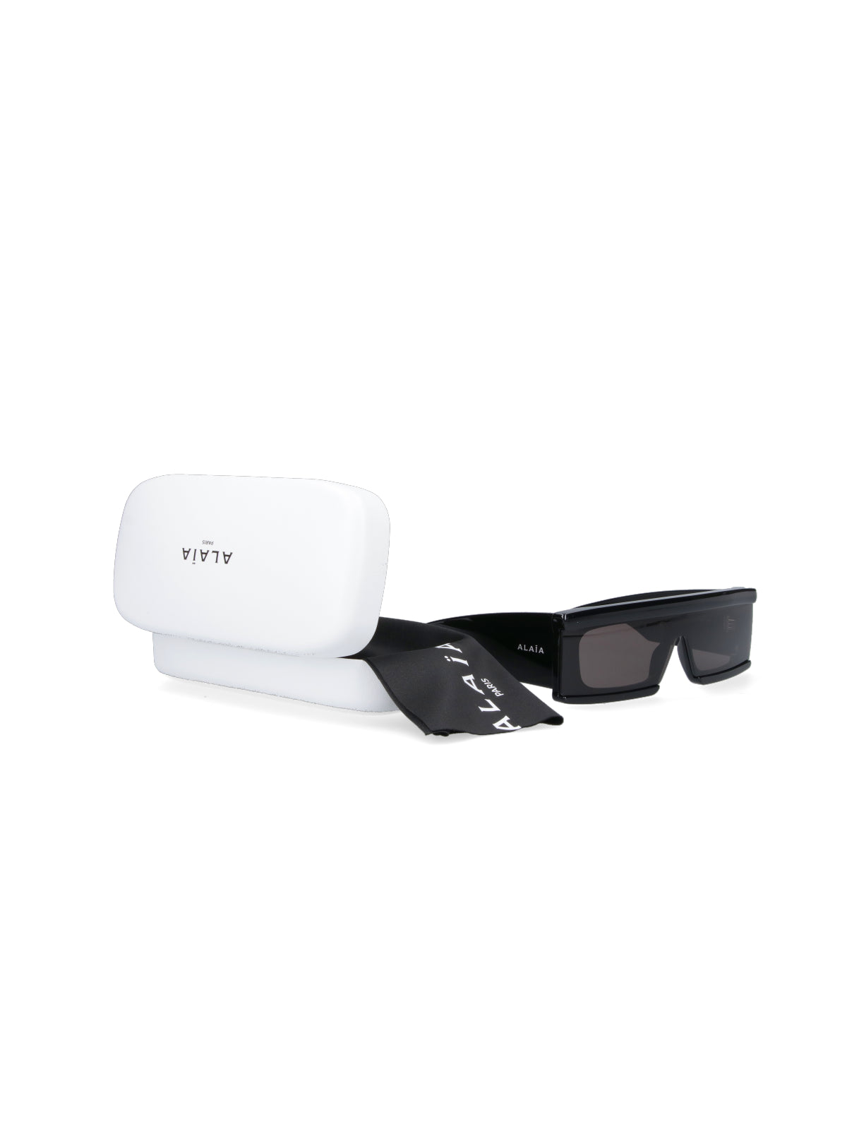 Alaia AA0099S Acetate Rectangle Sunglasses — Black, view 3