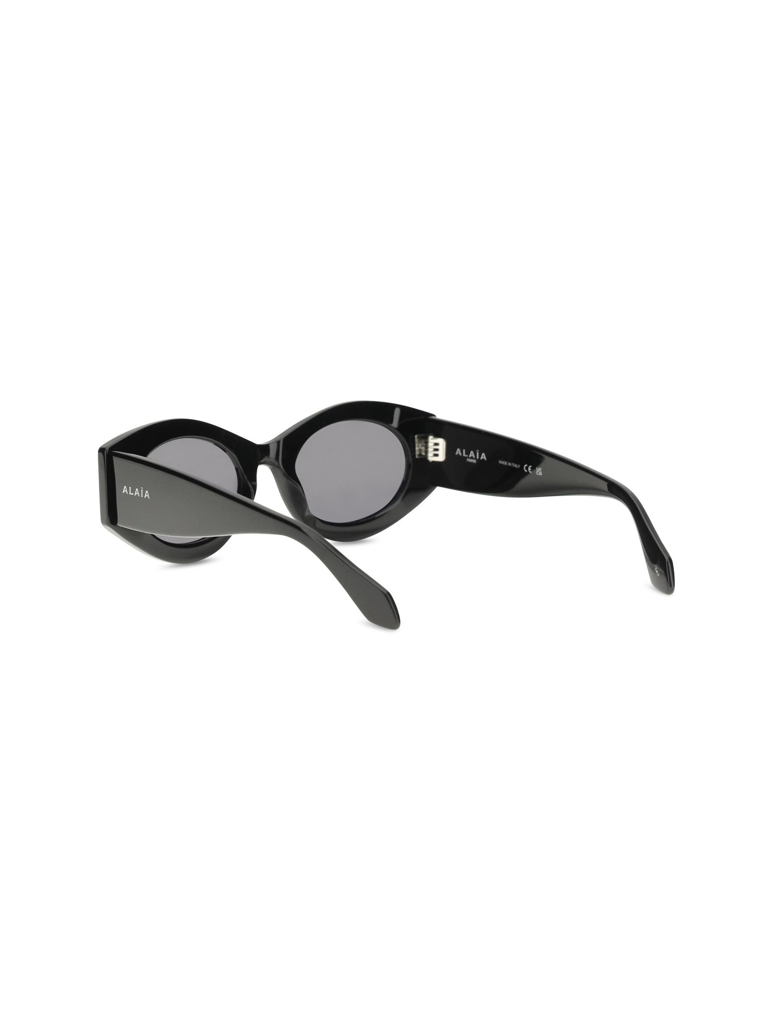 AlaïA AA4L0082S001 Oval Acetate Sunglasses — Black, view 2