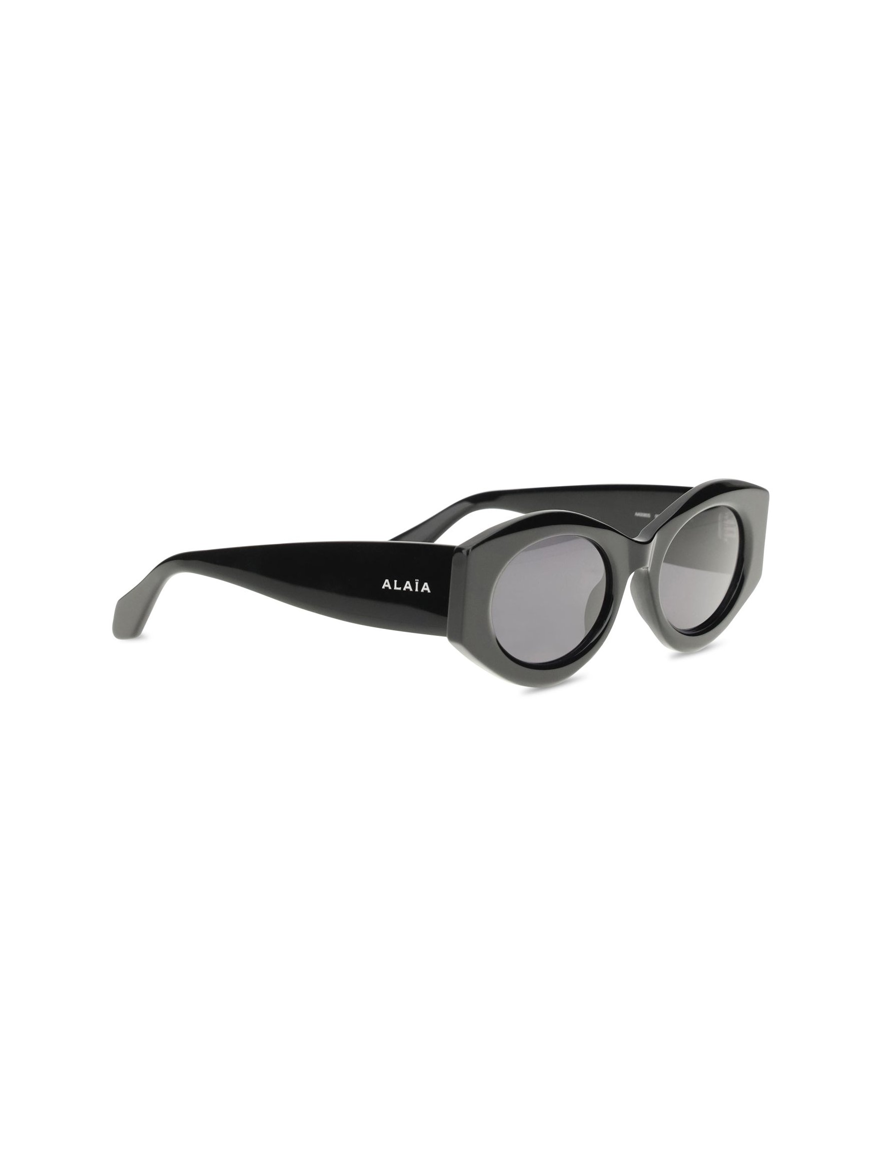 AlaïA AA4L0082S001 Oval Acetate Sunglasses — Black, view 3