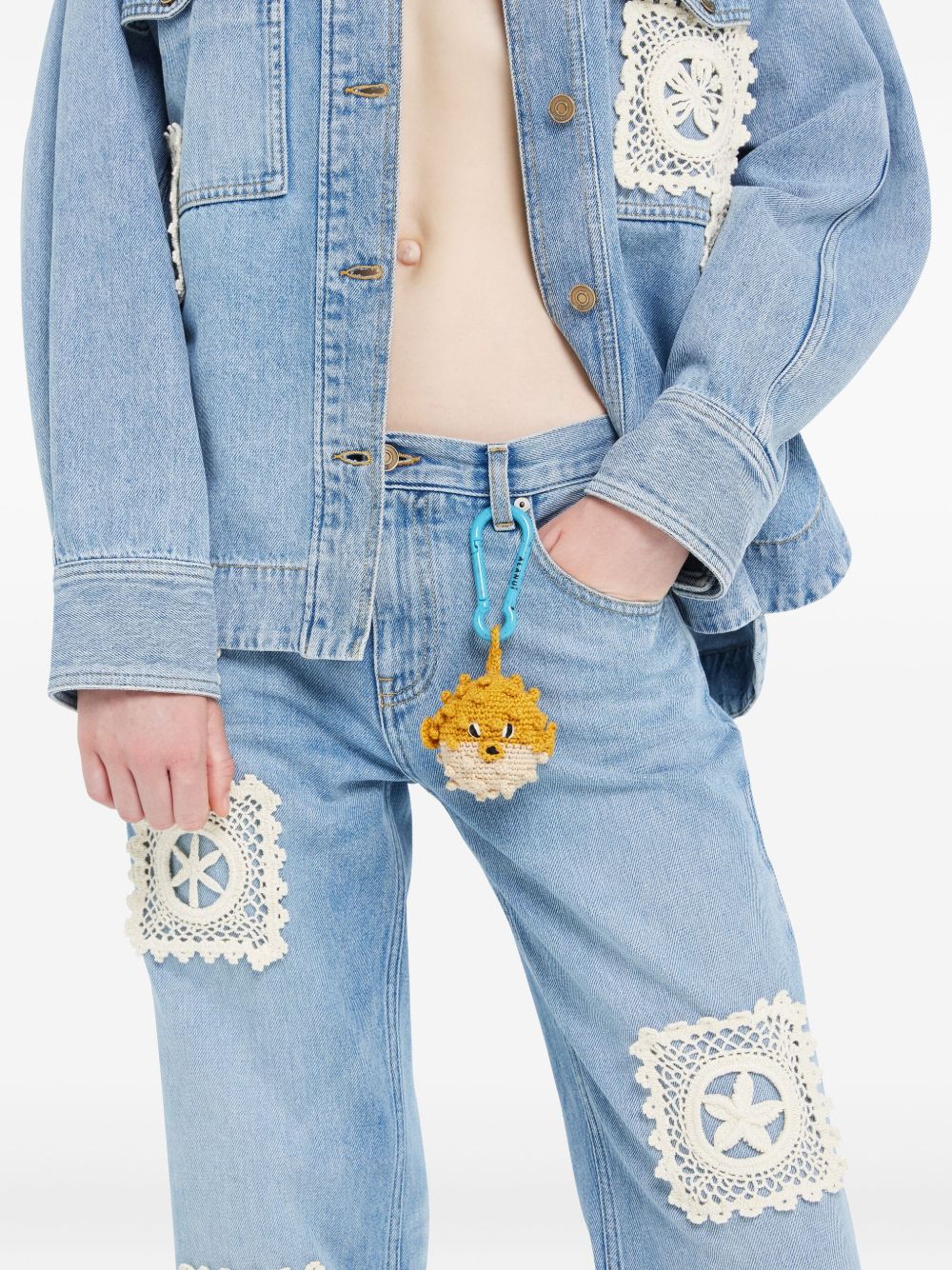 Alanui Handmade Crochet Puffer Fish Key Charm — Yellow, view 2