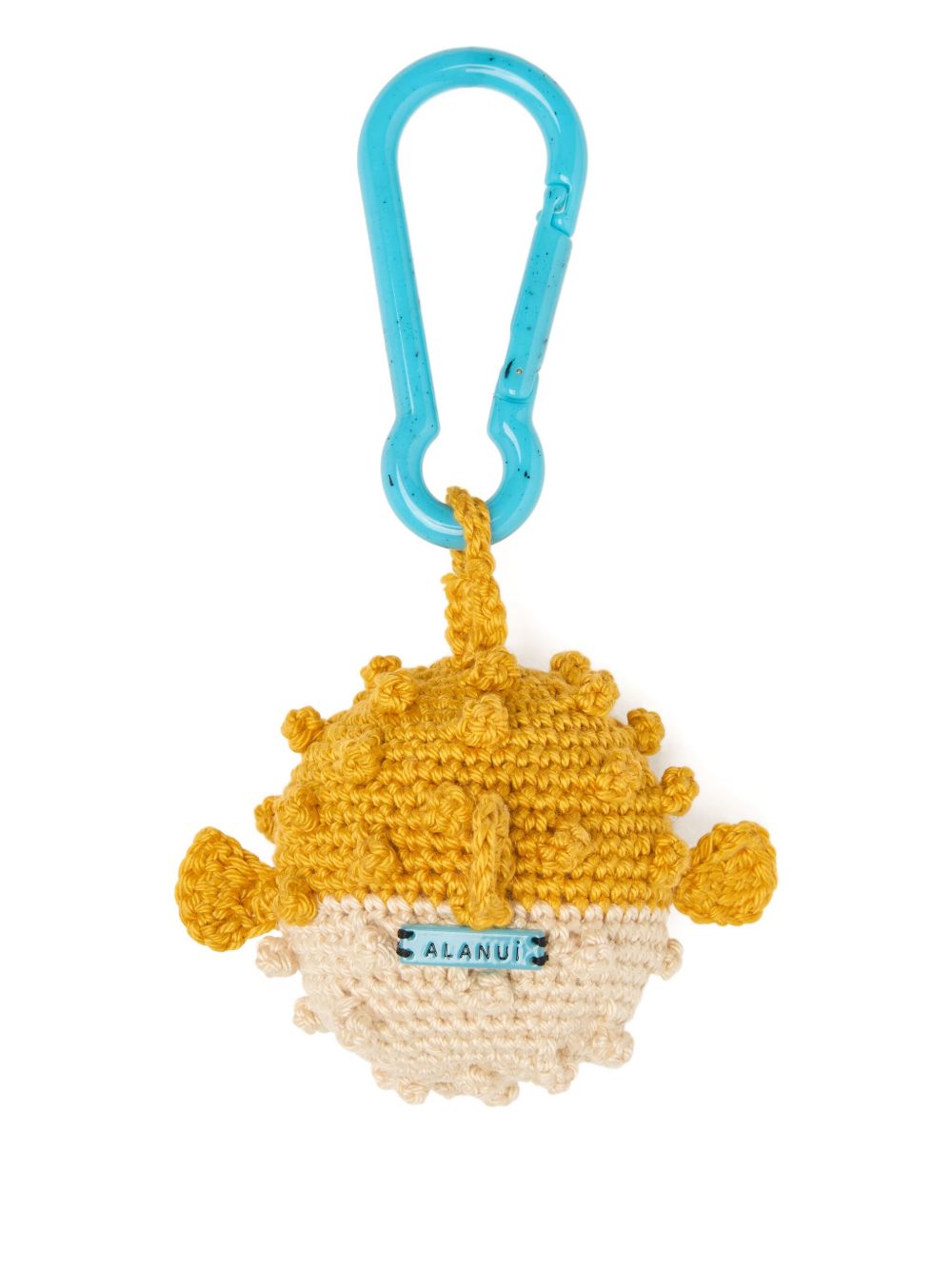 Alanui Handmade Crochet Puffer Fish Key Charm — Yellow, view 3