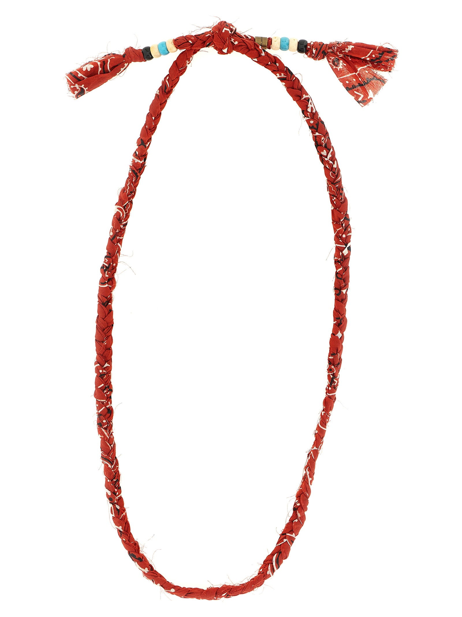 Alanui Bandana-Pattern Woven Cotton Necklace — Red by Alanui