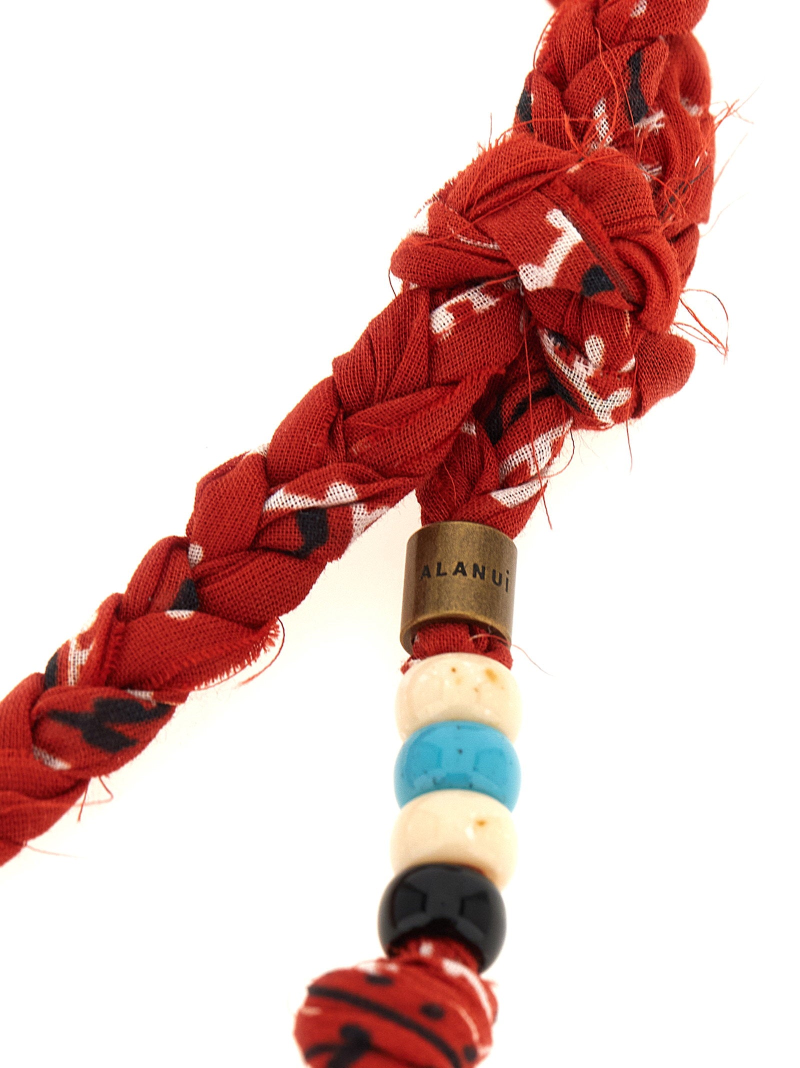 Alanui Bandana-Pattern Woven Cotton Necklace — Red, view 2