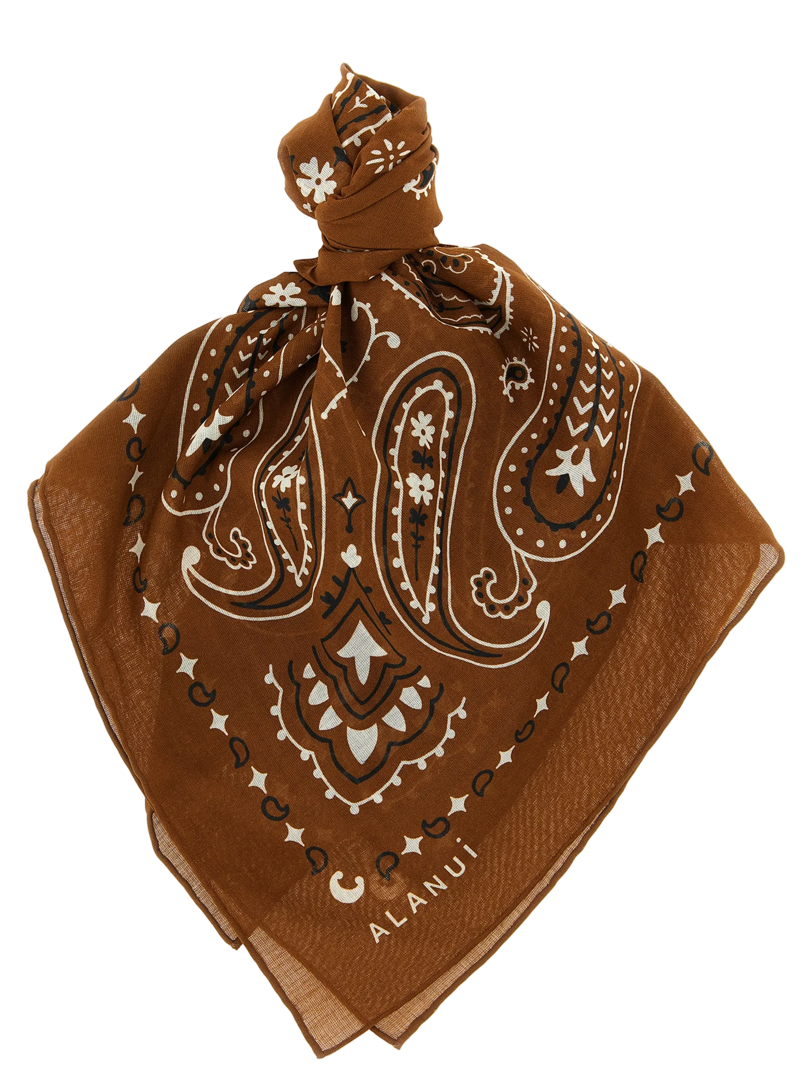 Alanui Paisley Cotton Scarf — Brown by Alanui