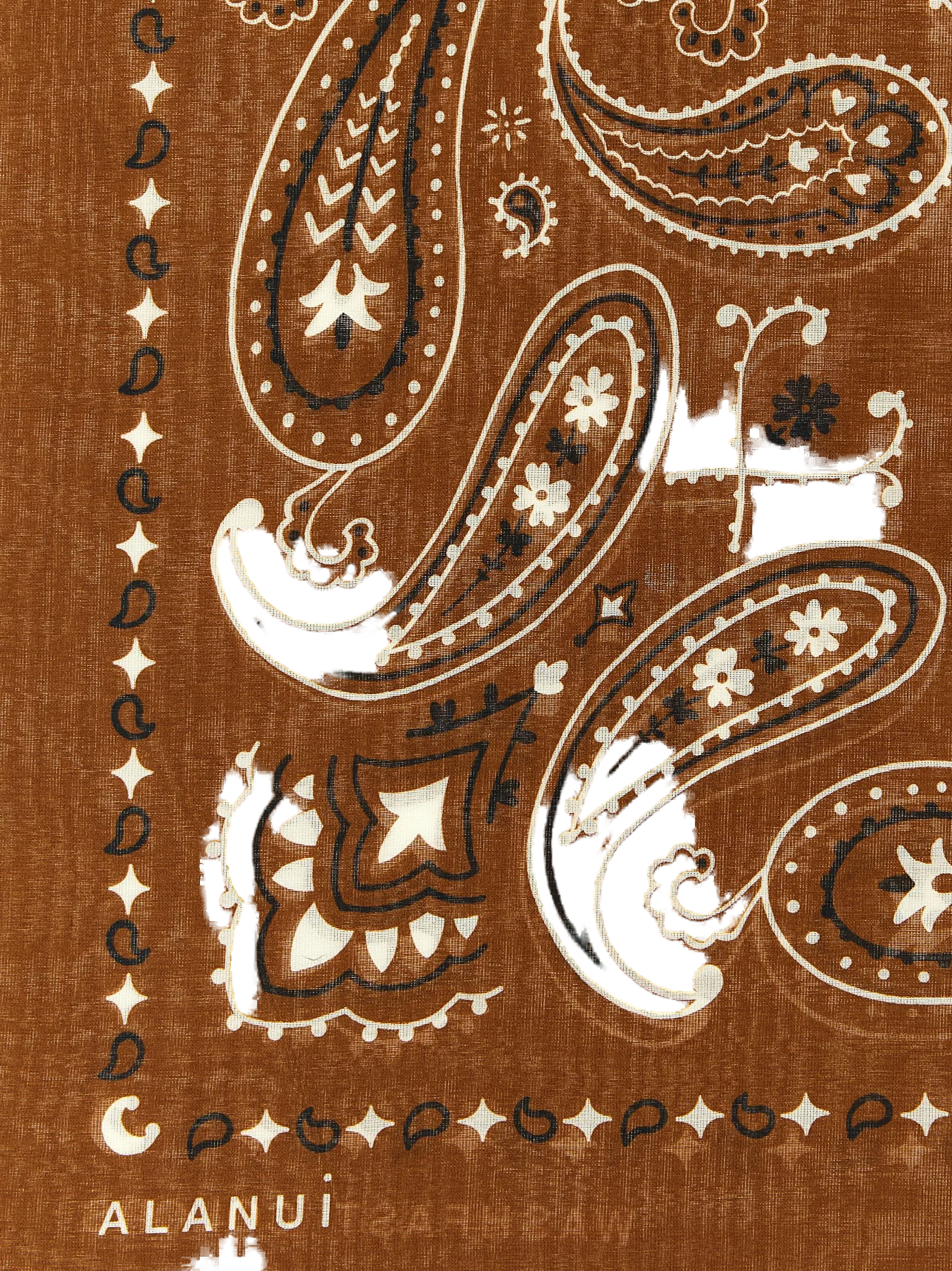 Alanui Paisley Cotton Scarf — Brown, view 3