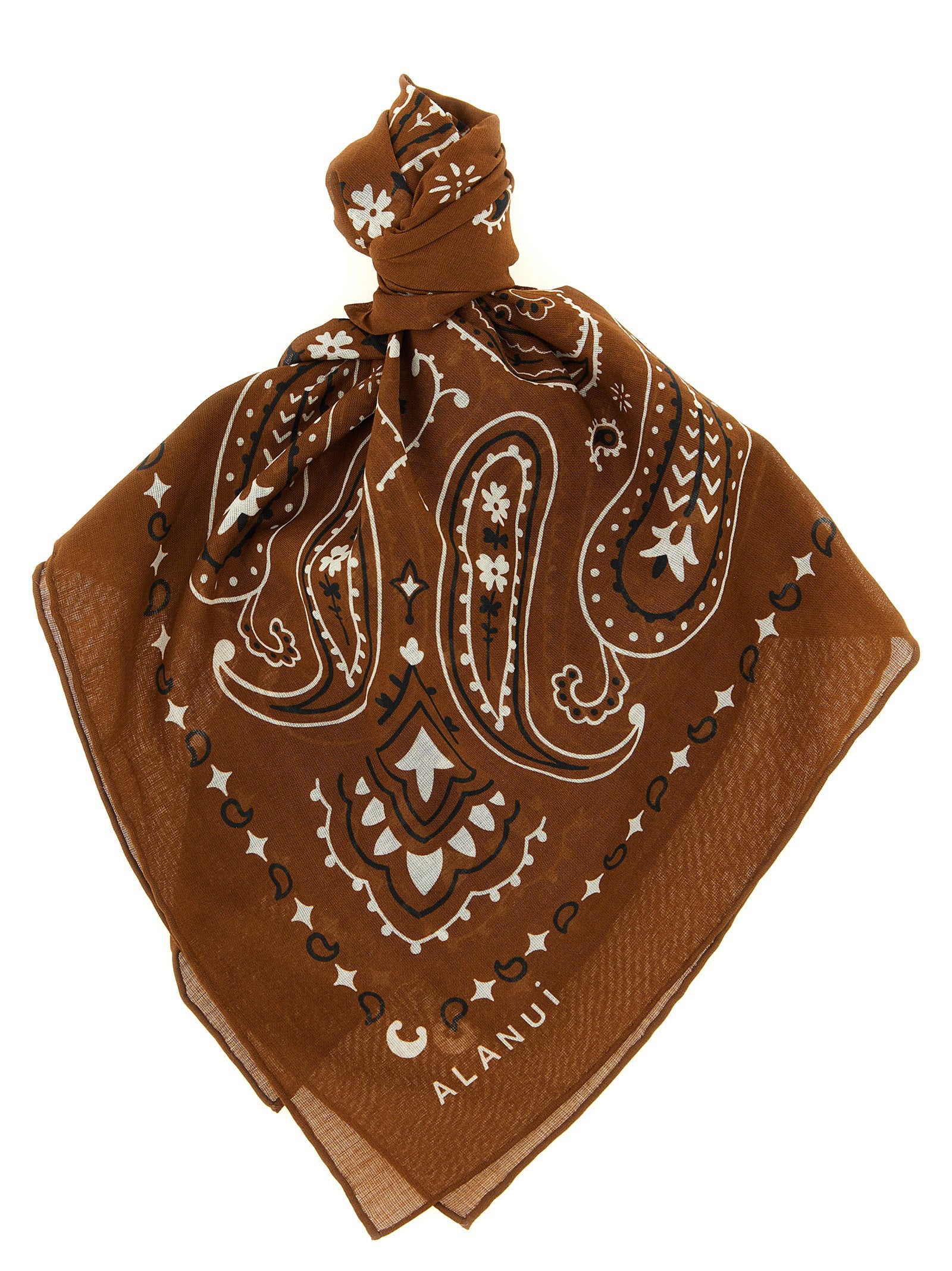 Alanui Paisley-Print Cotton Scarf — Brown by Alanui