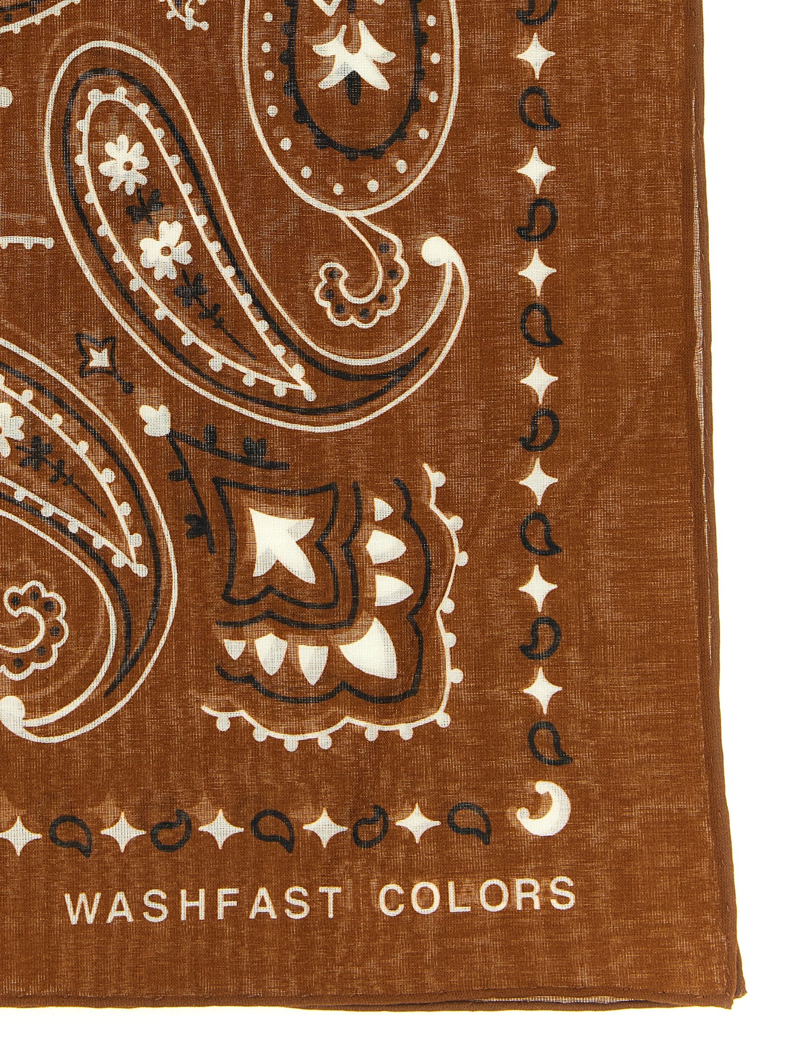 Alanui Paisley-Print Cotton Scarf — Brown, view 2