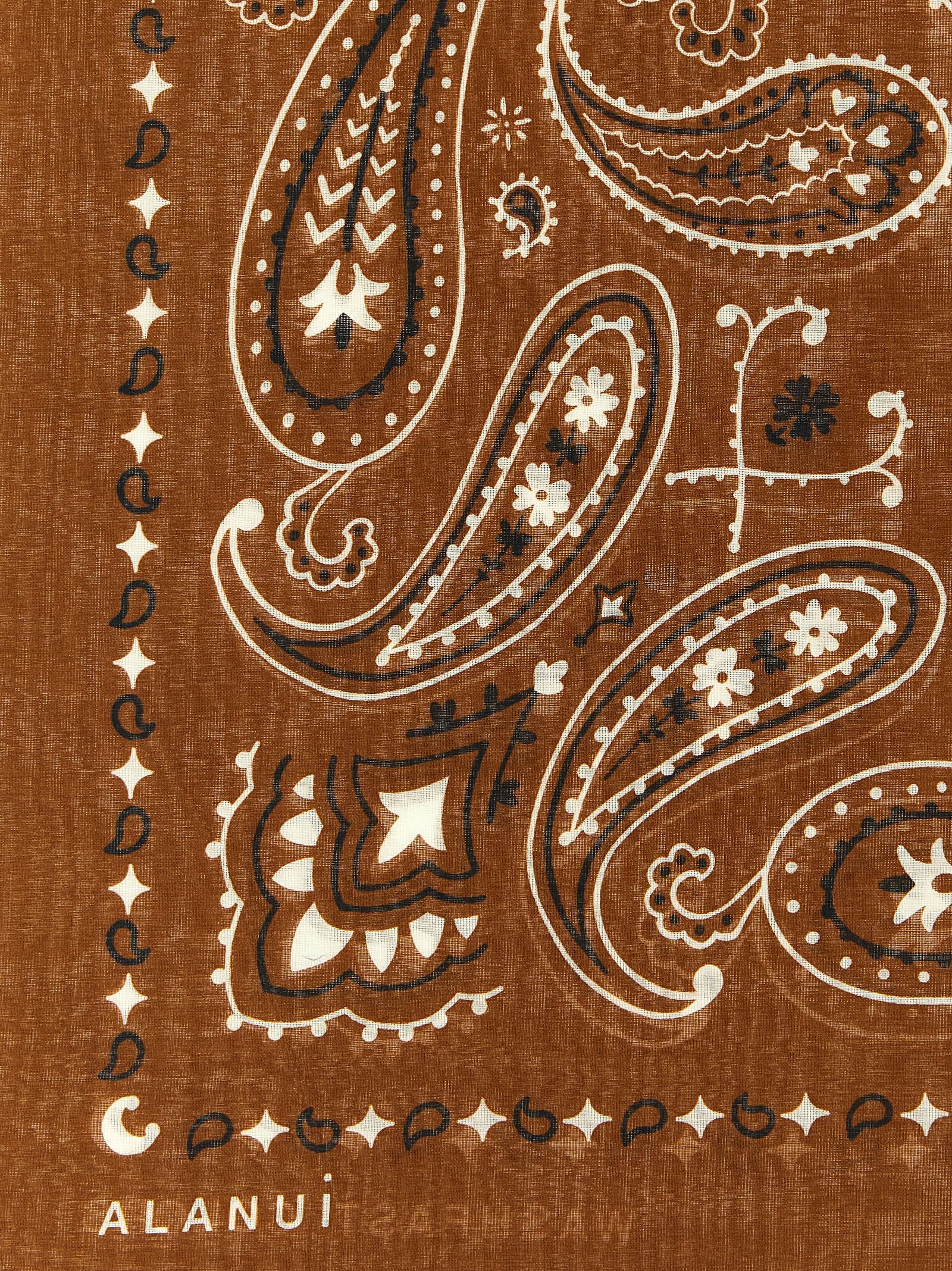 Alanui Paisley-Print Cotton Scarf — Brown, view 3