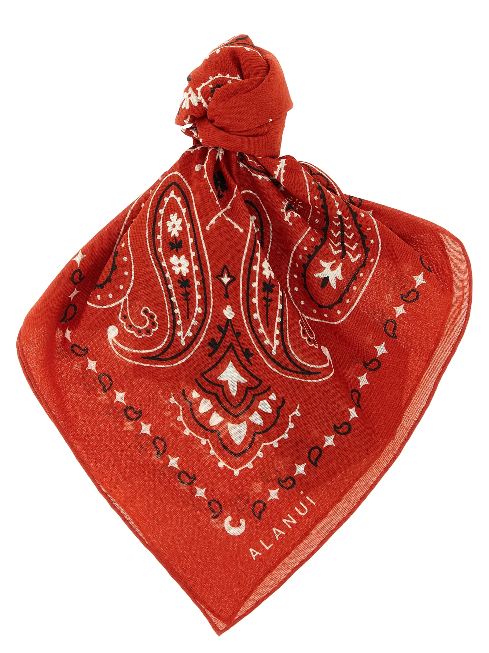 Alanui Paisley Cotton Foulard Scarf — Red by Alanui