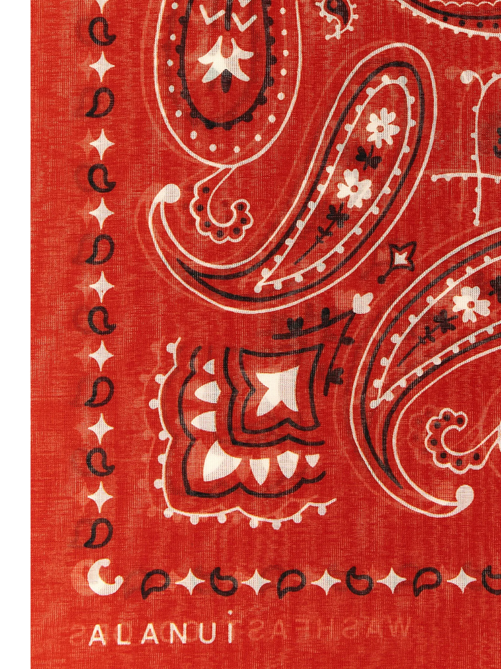 Alanui Paisley Cotton Foulard Scarf — Red, view 3