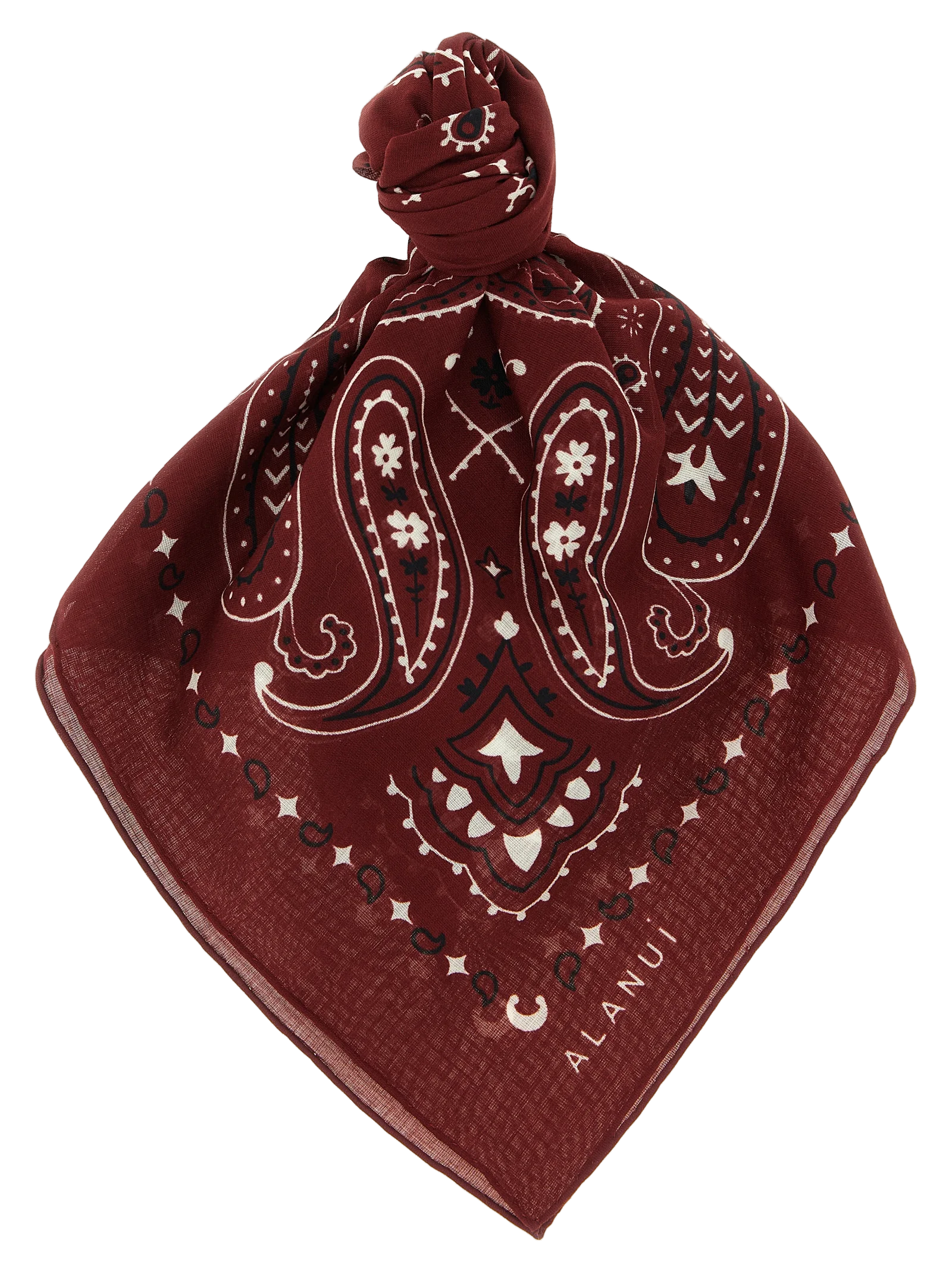 Alanui Paisley-Embroidered Cotton Scarf — Red by Alanui