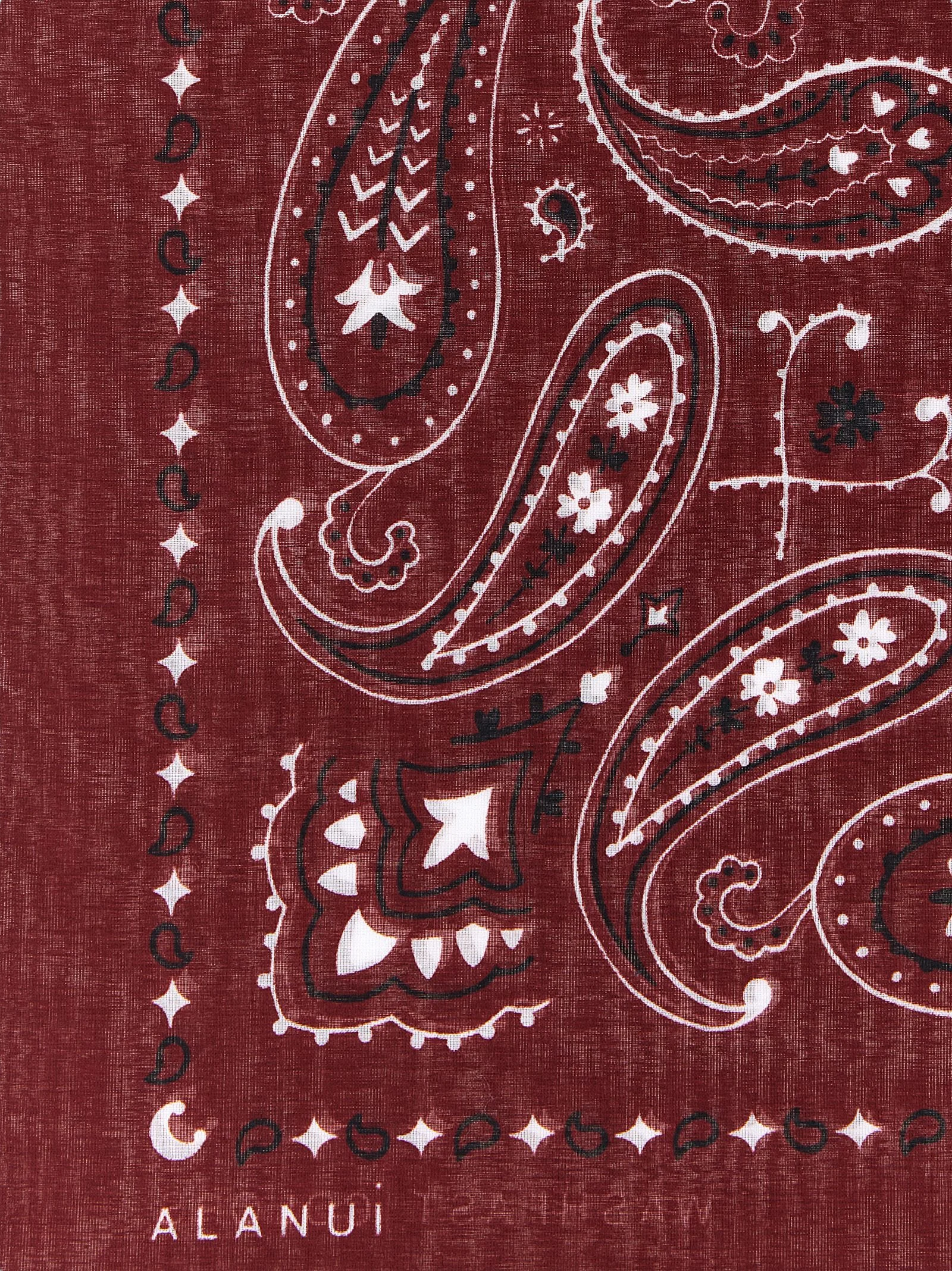 Alanui Paisley-Embroidered Cotton Scarf — Red, view 3