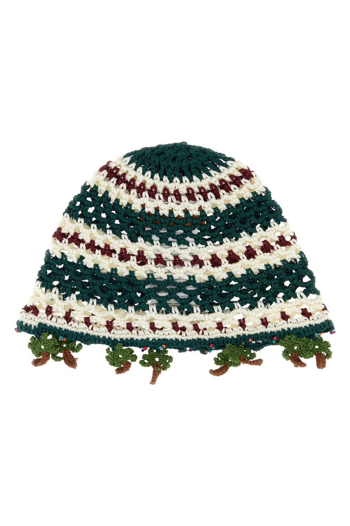 Alanui SUNNY Embroidered Crochet Beanie — Green by Alanui