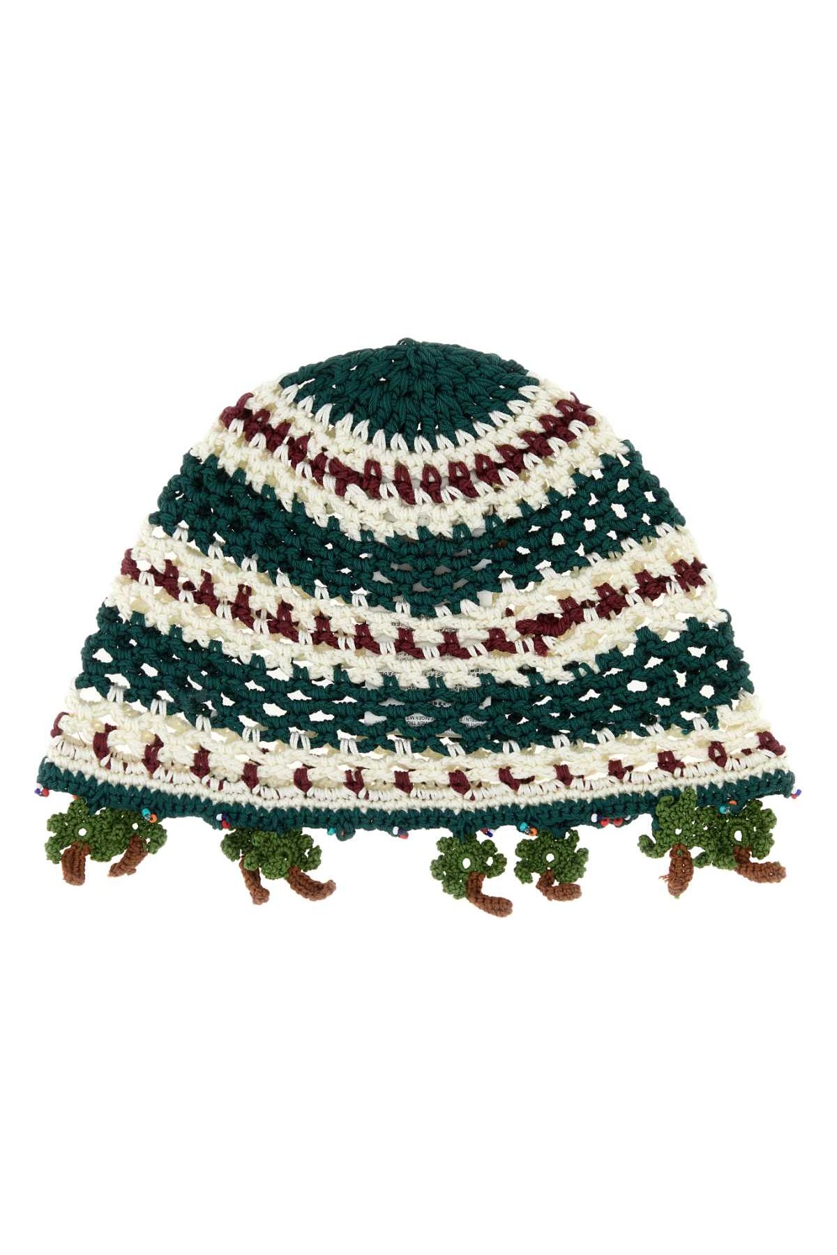 Alanui SUNNY Embroidered Crochet Beanie — Green, view 2