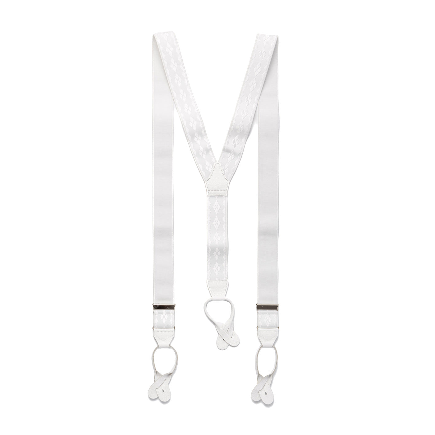 Albert Thurston Jacquard Woven Suspenders — White, view 2