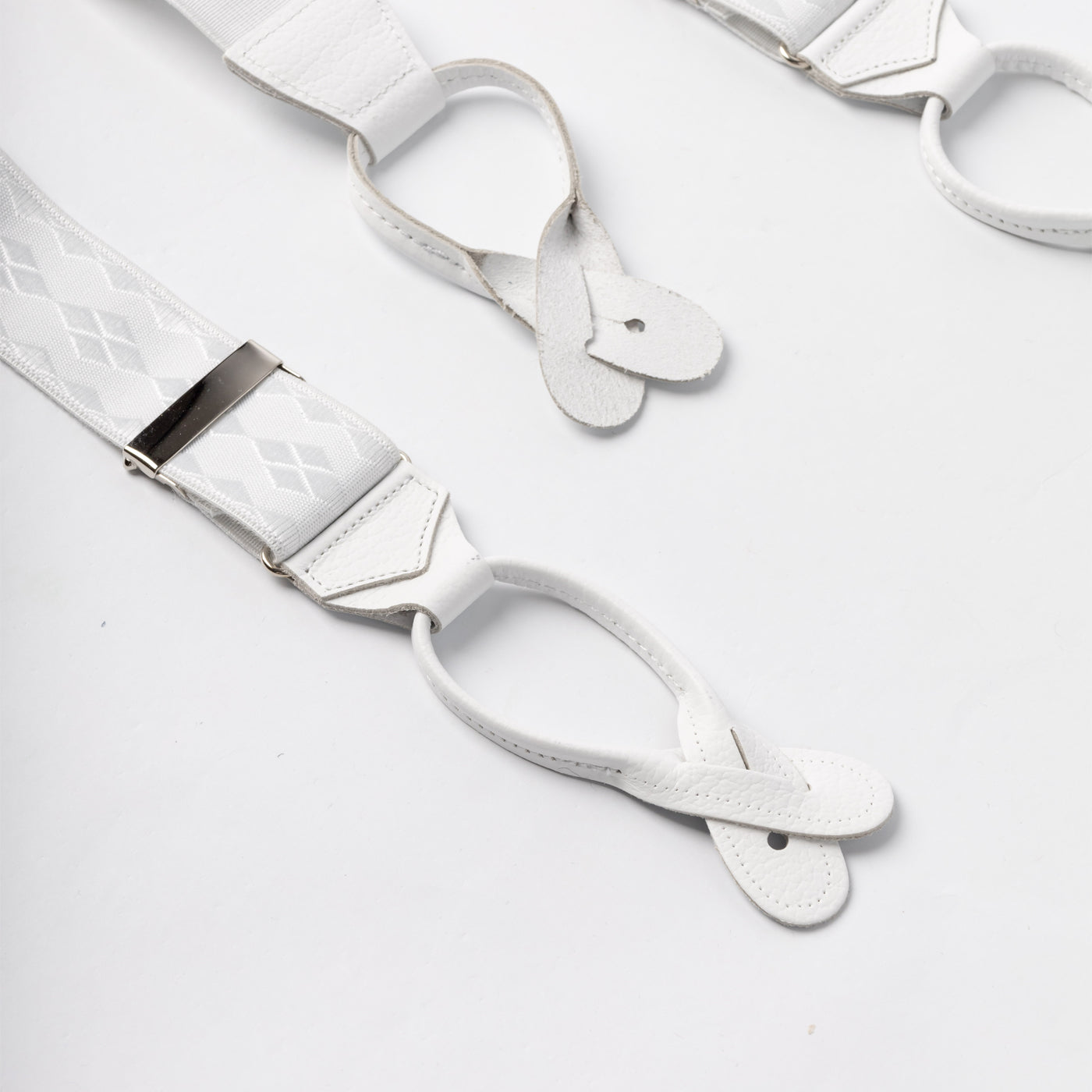 Albert Thurston Jacquard Woven Suspenders — White, view 3