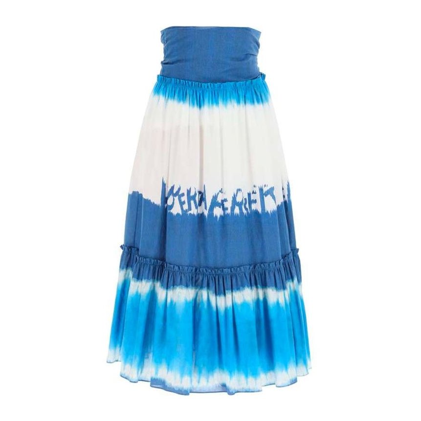 Alberta Ferretti Tie-Dye Cotton Midi Skirt — Blue by Alberta Ferretti